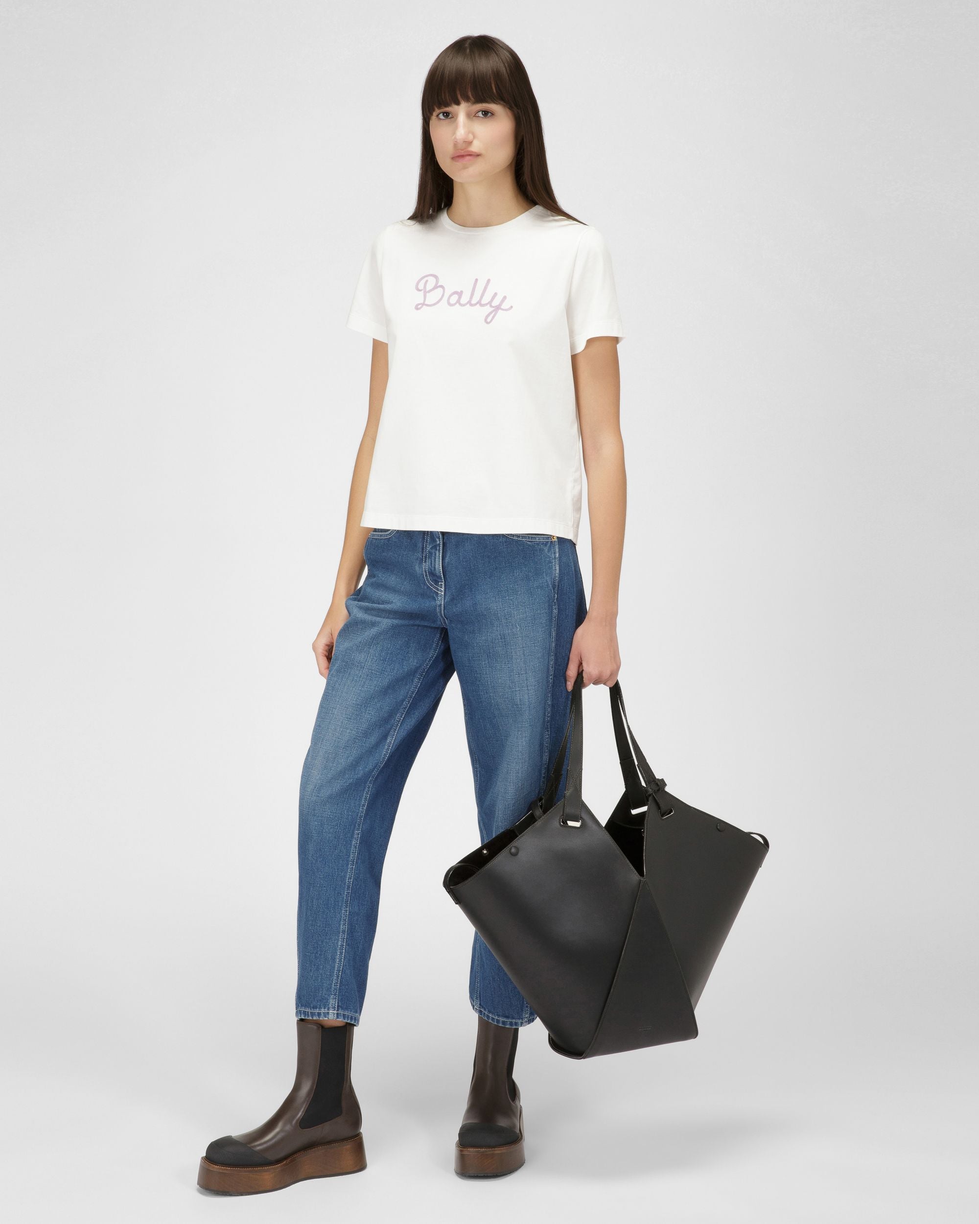 T-Shirt En Coton Ivoire - Femme - Bally - 05
