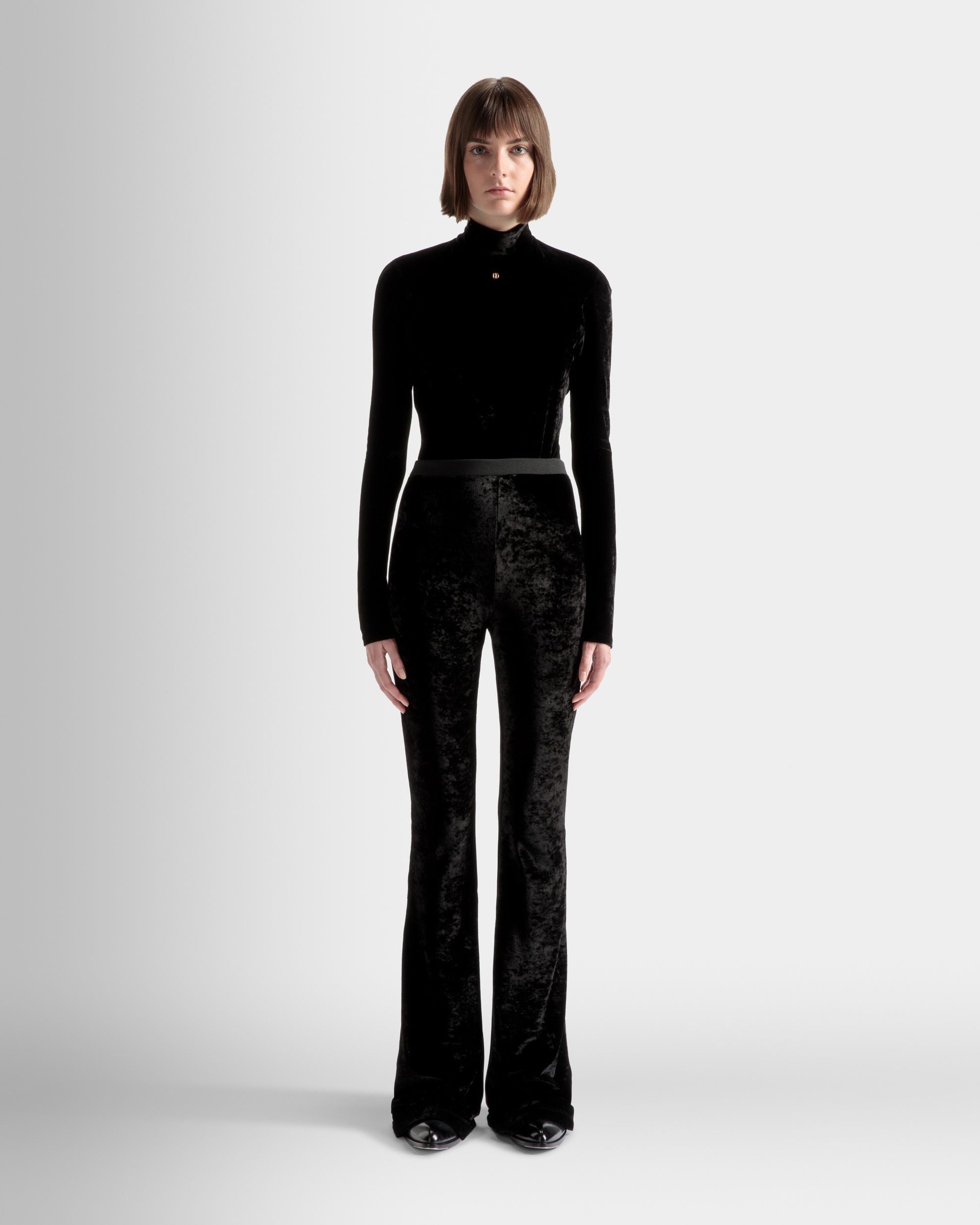 Pantalon évasé En velours noir - Femme - Bally - 02