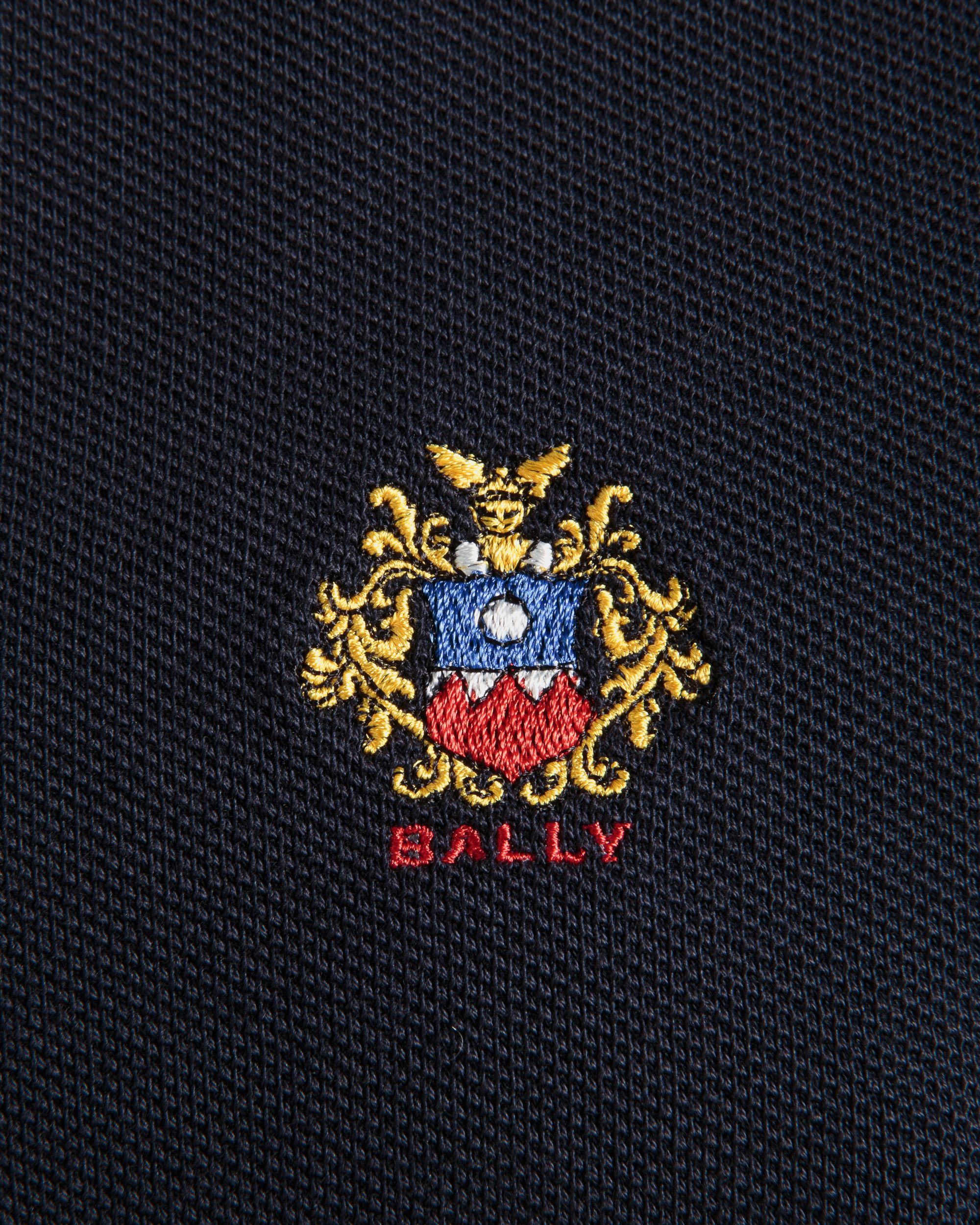 Polo À Manches Longues Avec Logo Bally Crest En Coton Navy Blue - Femme - Bally - 02