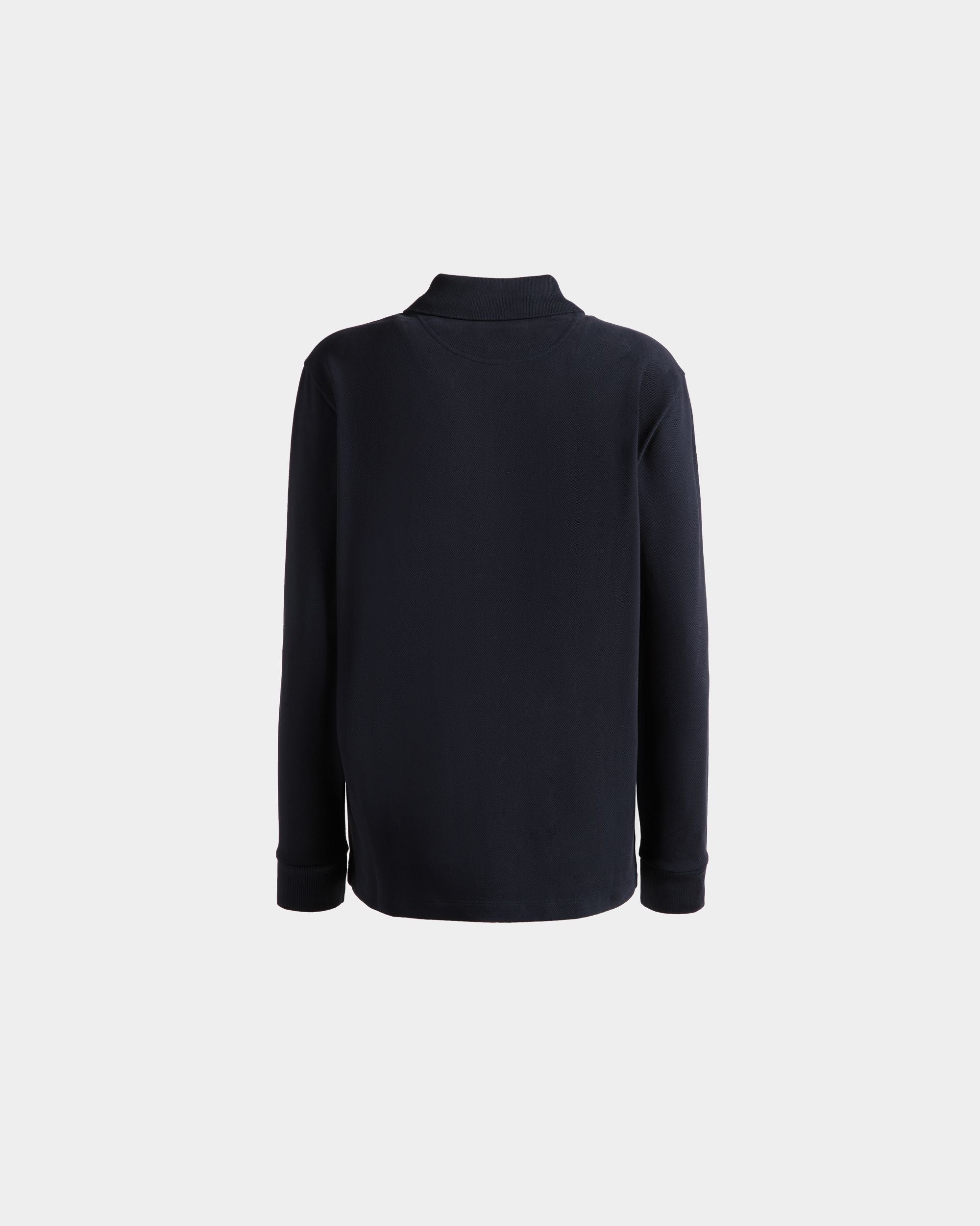 Polo À Manches Longues Avec Logo Bally Crest En Coton Navy Blue - Femme - Bally - 03