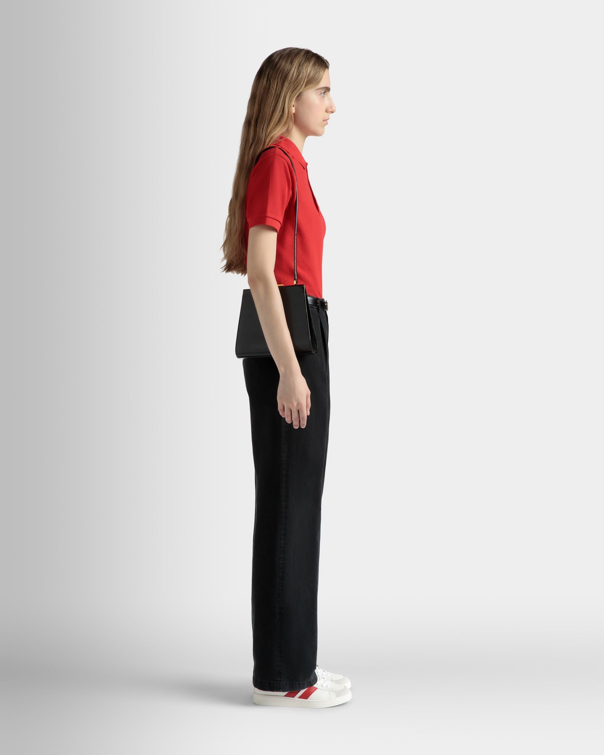 Polo À Manches Courtes En Coton Rouge - Femme - Bally - 05