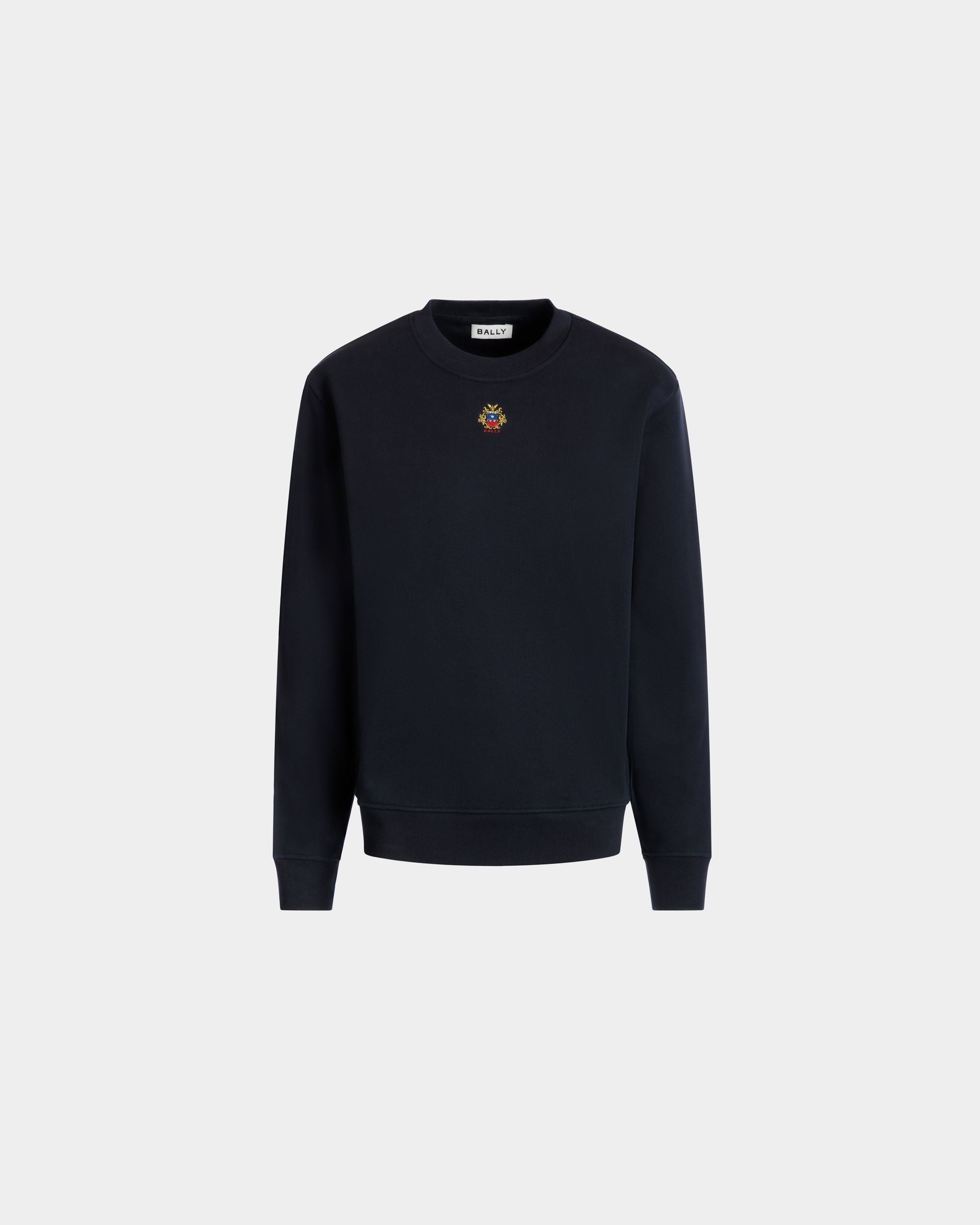 Pull Ras-Du-Cou Avec Logo Bally Crest En Coton Navy Blue - Femme - Bally - 01