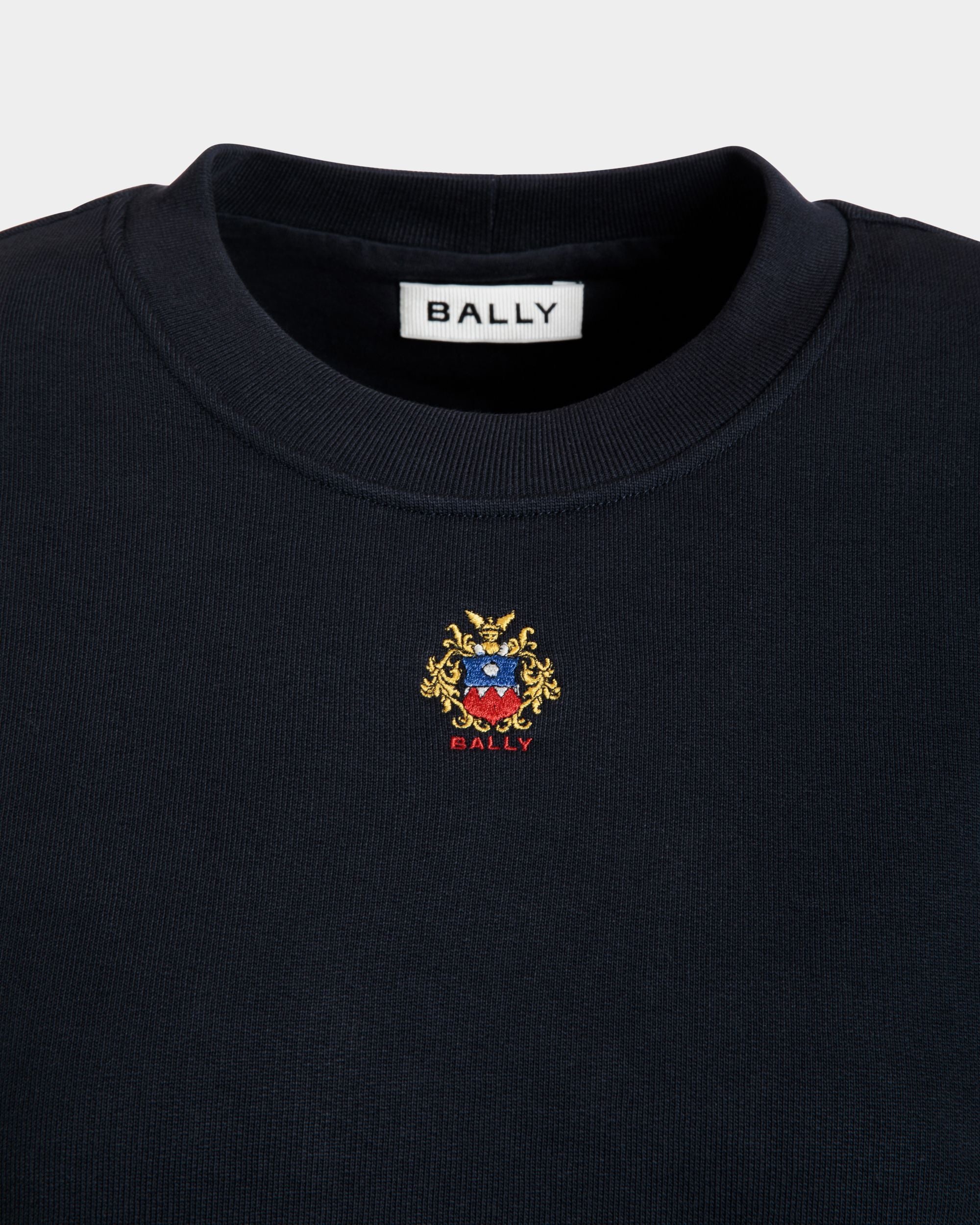 Pull Ras-Du-Cou Avec Logo Bally Crest En Coton Navy Blue - Femme - Bally - 04