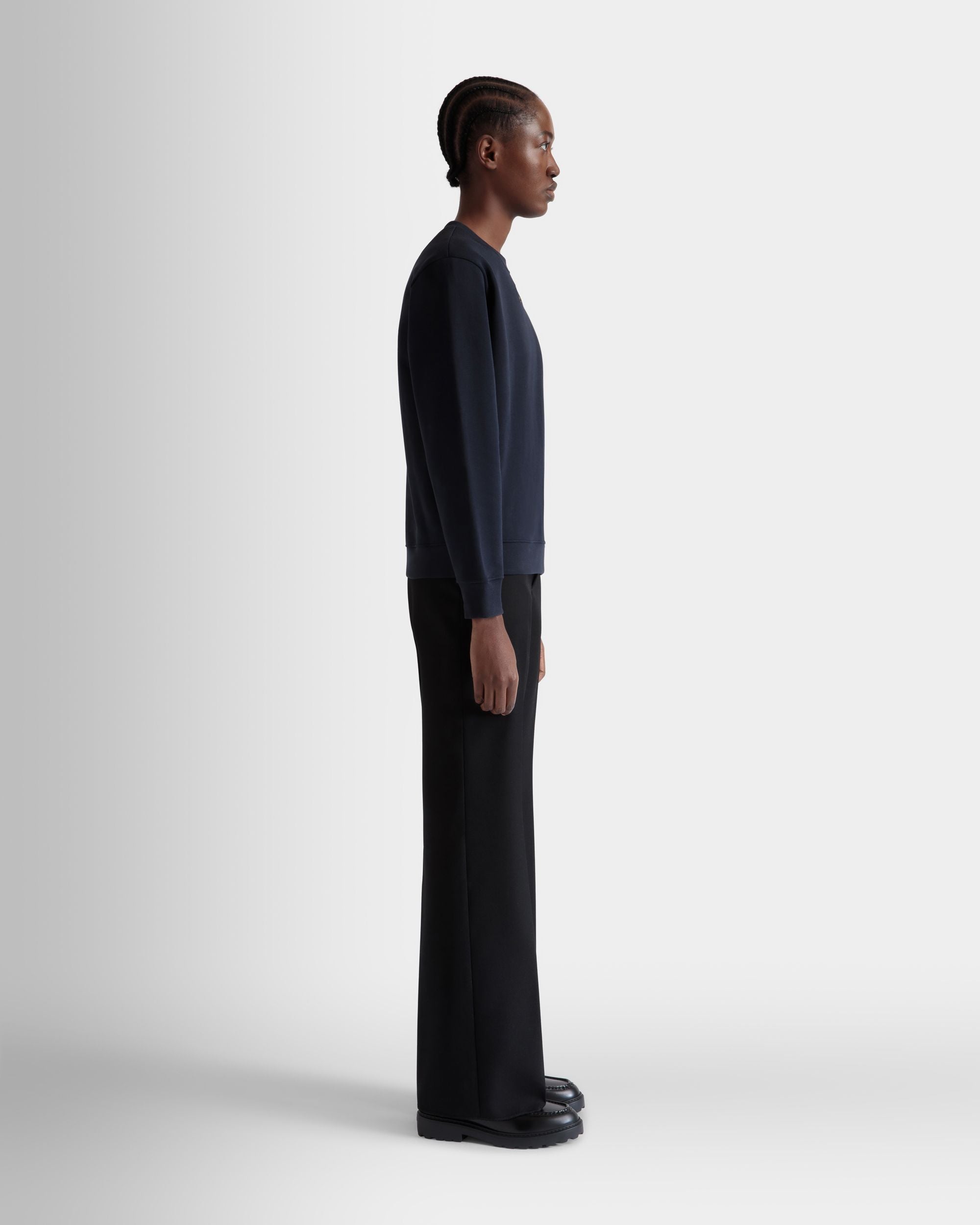 Pull Ras-Du-Cou Avec Logo Bally Crest En Coton Navy Blue - Femme - Bally - 05