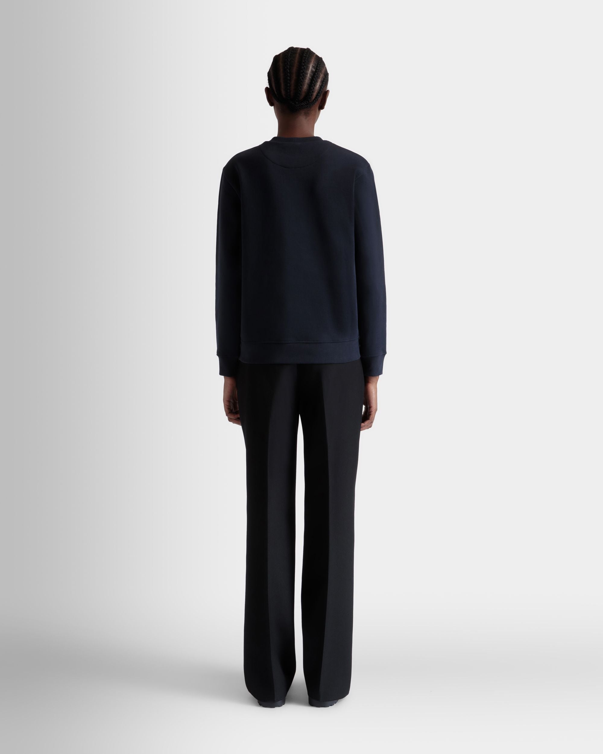 Pull Ras-Du-Cou Avec Logo Bally Crest En Coton Navy Blue - Femme - Bally - 06