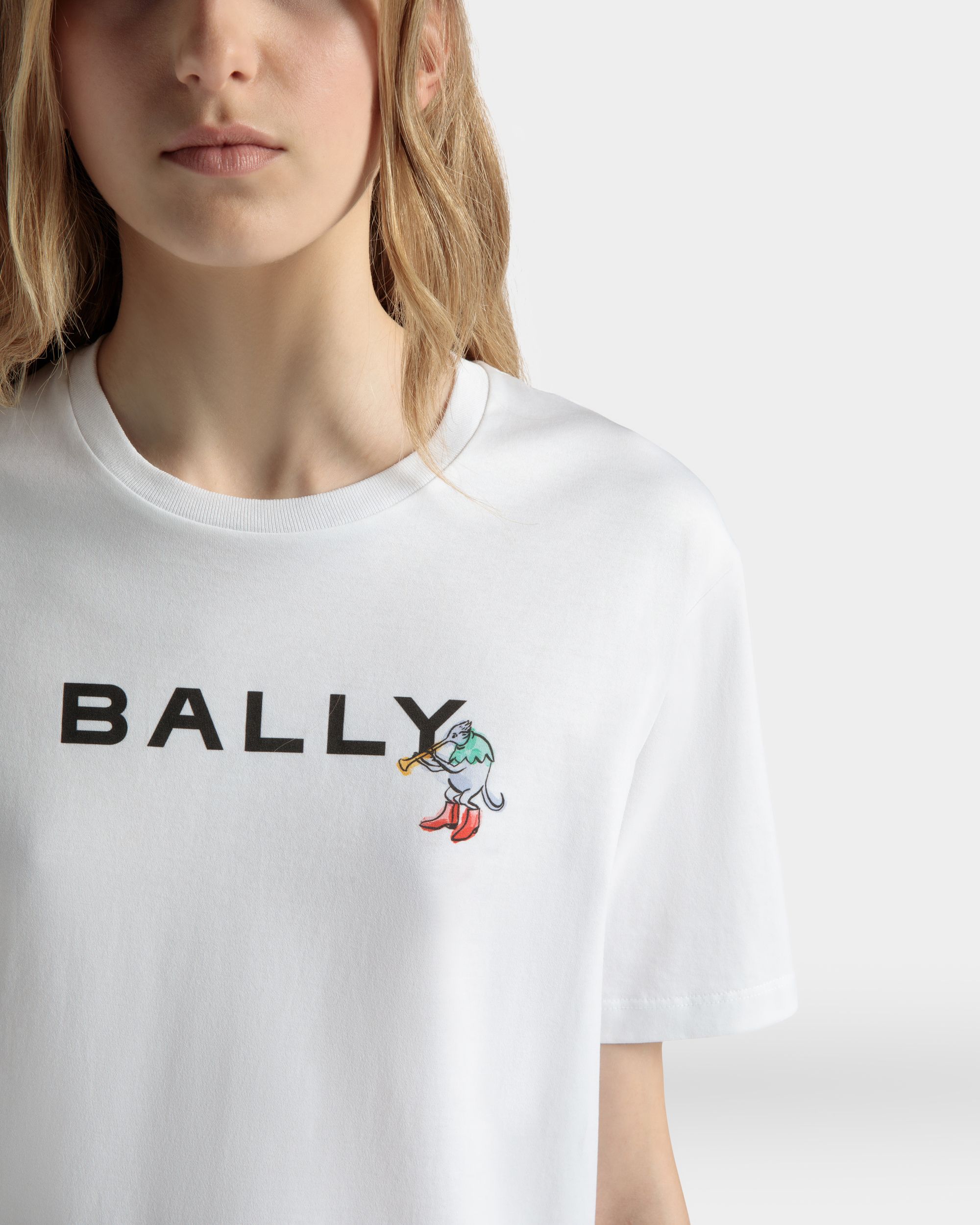 T-Shirt En Coton Blanc - Femme - Bally - 04