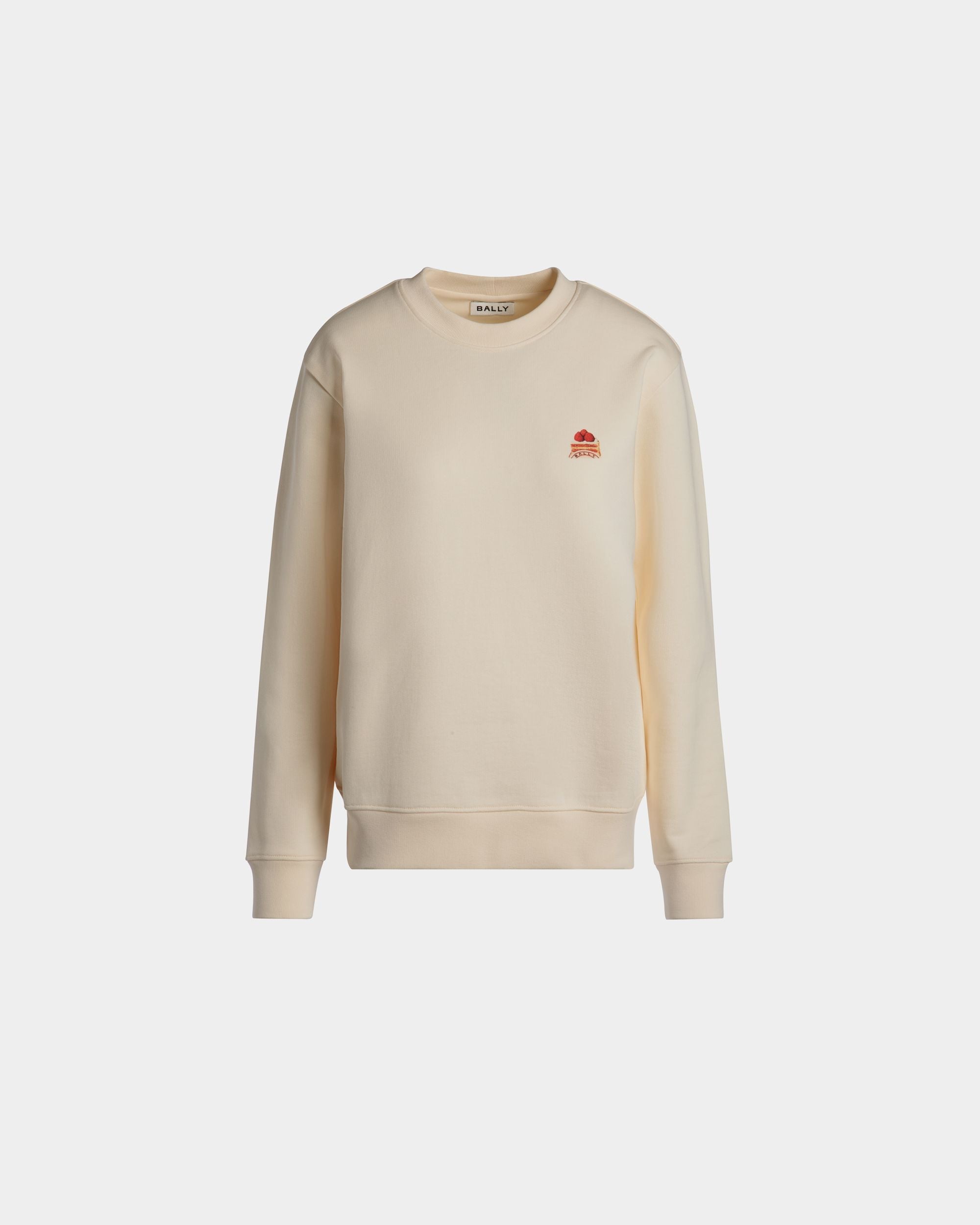 Sweat-Shirt Ras-Du-Cou Avec Bally Cake En Coton Ivoire - Femme - Bally - 01