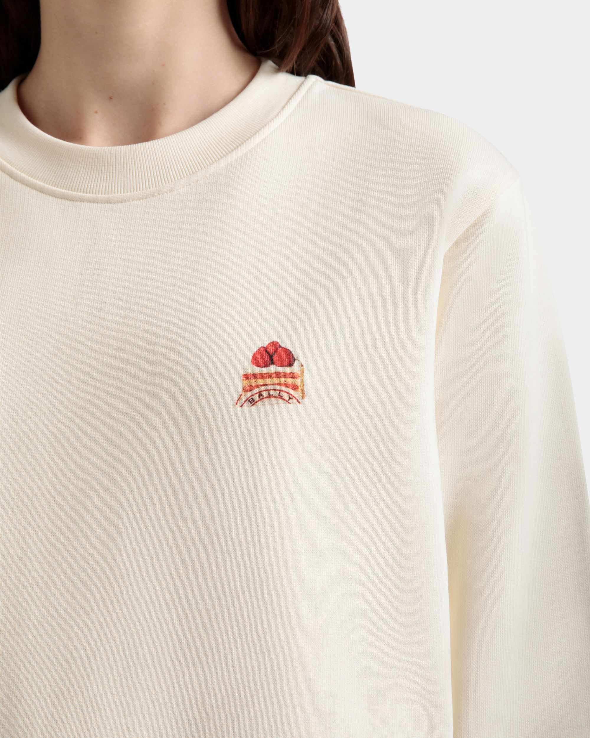 Sweat-Shirt Ras-Du-Cou Avec Bally Cake En Coton Ivoire - Femme - Bally - 03