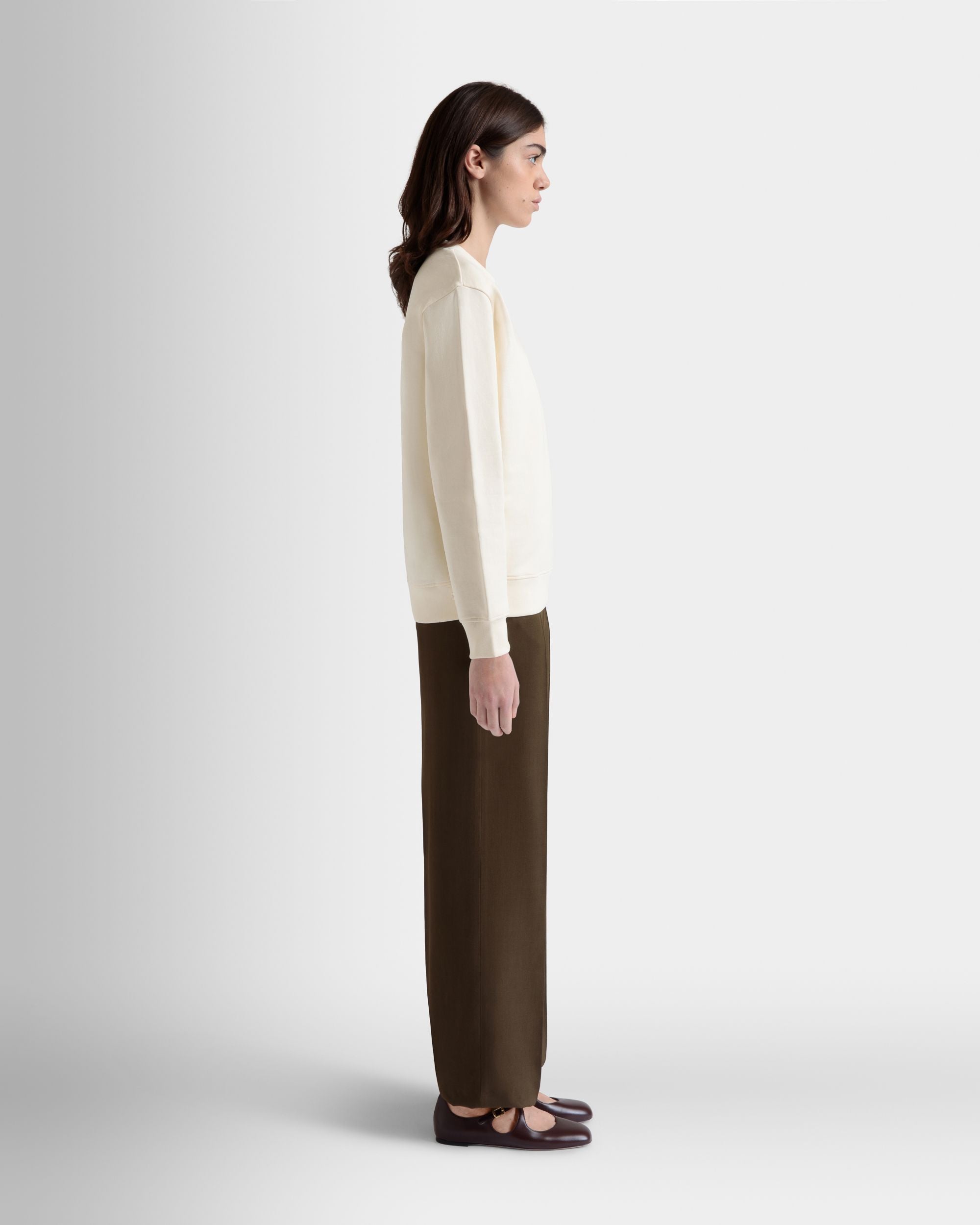 Sweat-Shirt Ras-Du-Cou Avec Bally Cake En Coton Ivoire - Femme - Bally - 06