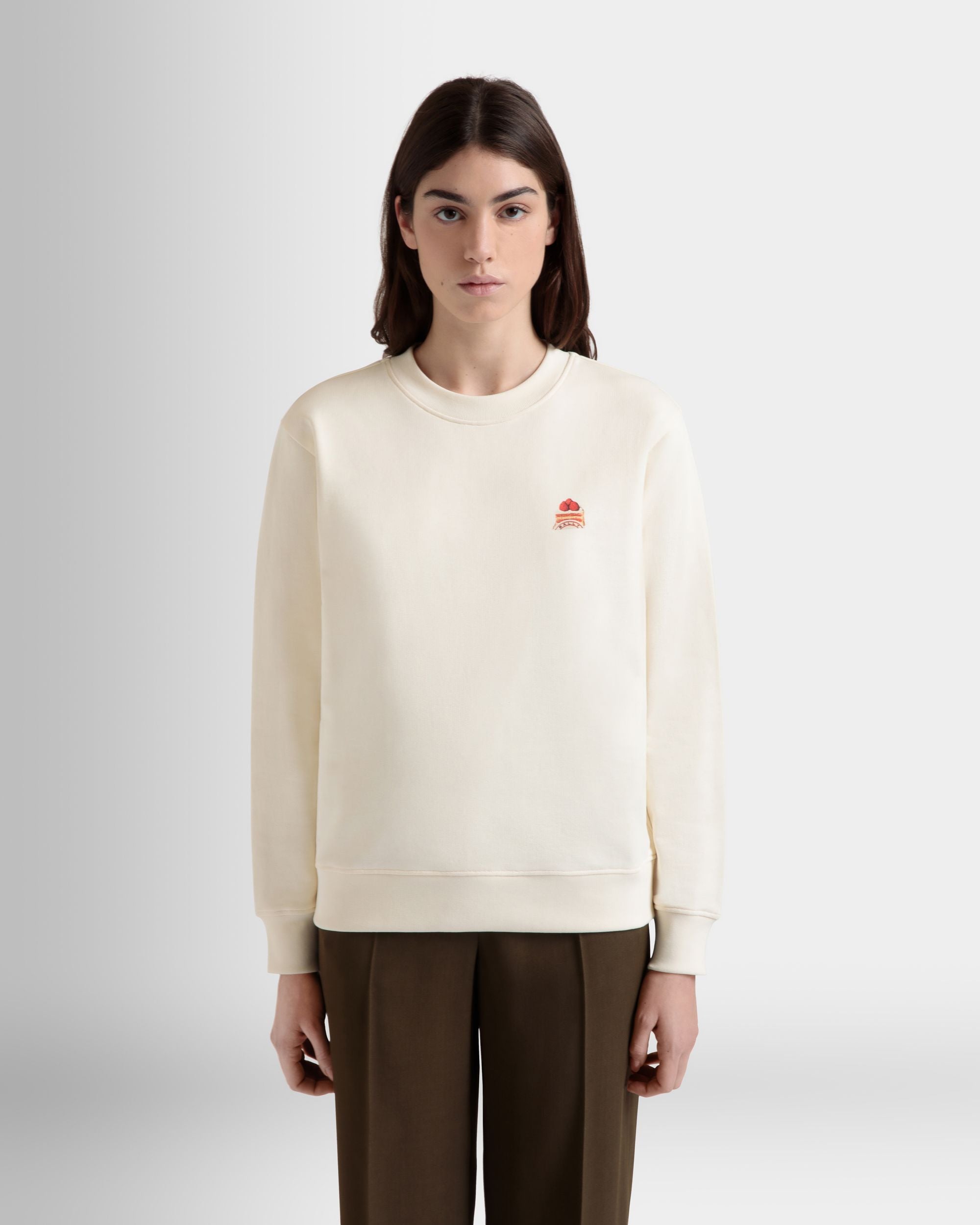 Sweat-Shirt Ras-Du-Cou Avec Bally Cake En Coton Ivoire - Femme - Bally - 09