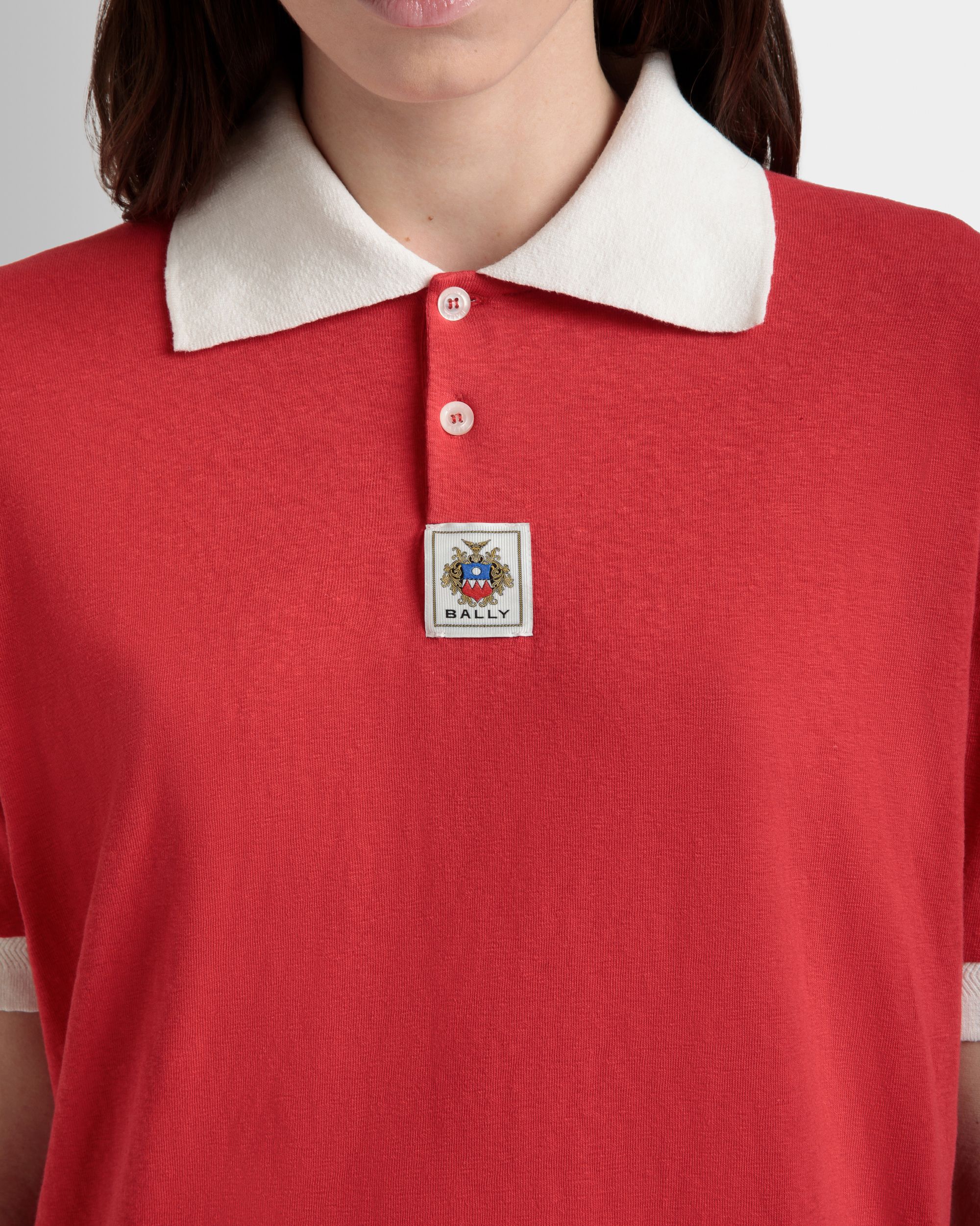 Polo Avec Logo Bally Crest En Coton Rouge - Femme - Bally - 03