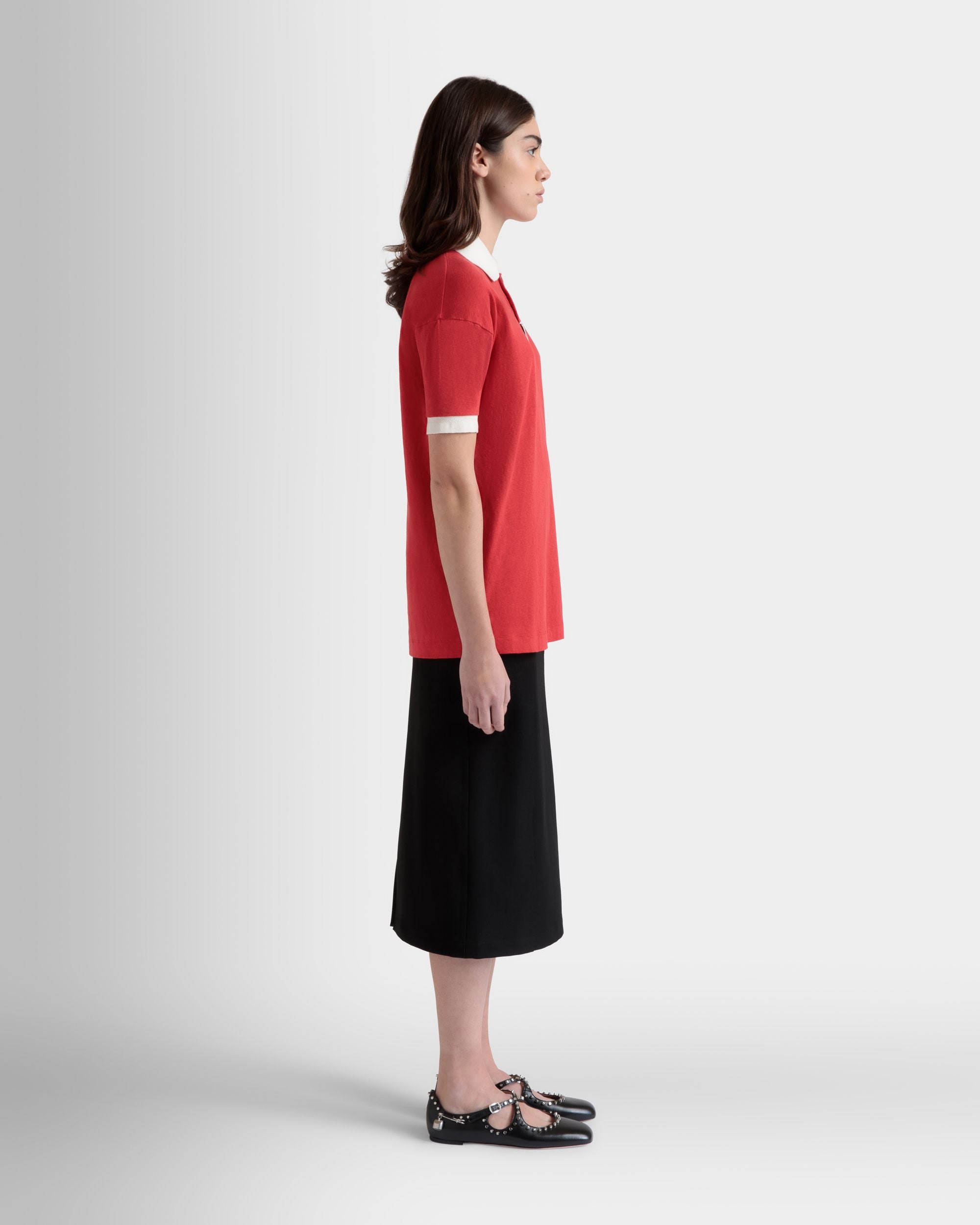 Polo Avec Logo Bally Crest En Coton Rouge - Femme - Bally - 06