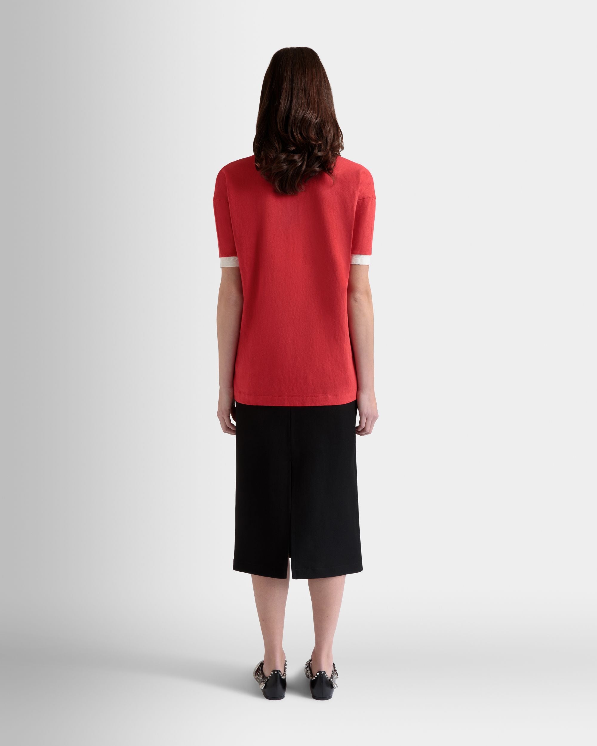 Polo Avec Logo Bally Crest En Coton Rouge - Femme - Bally - 07