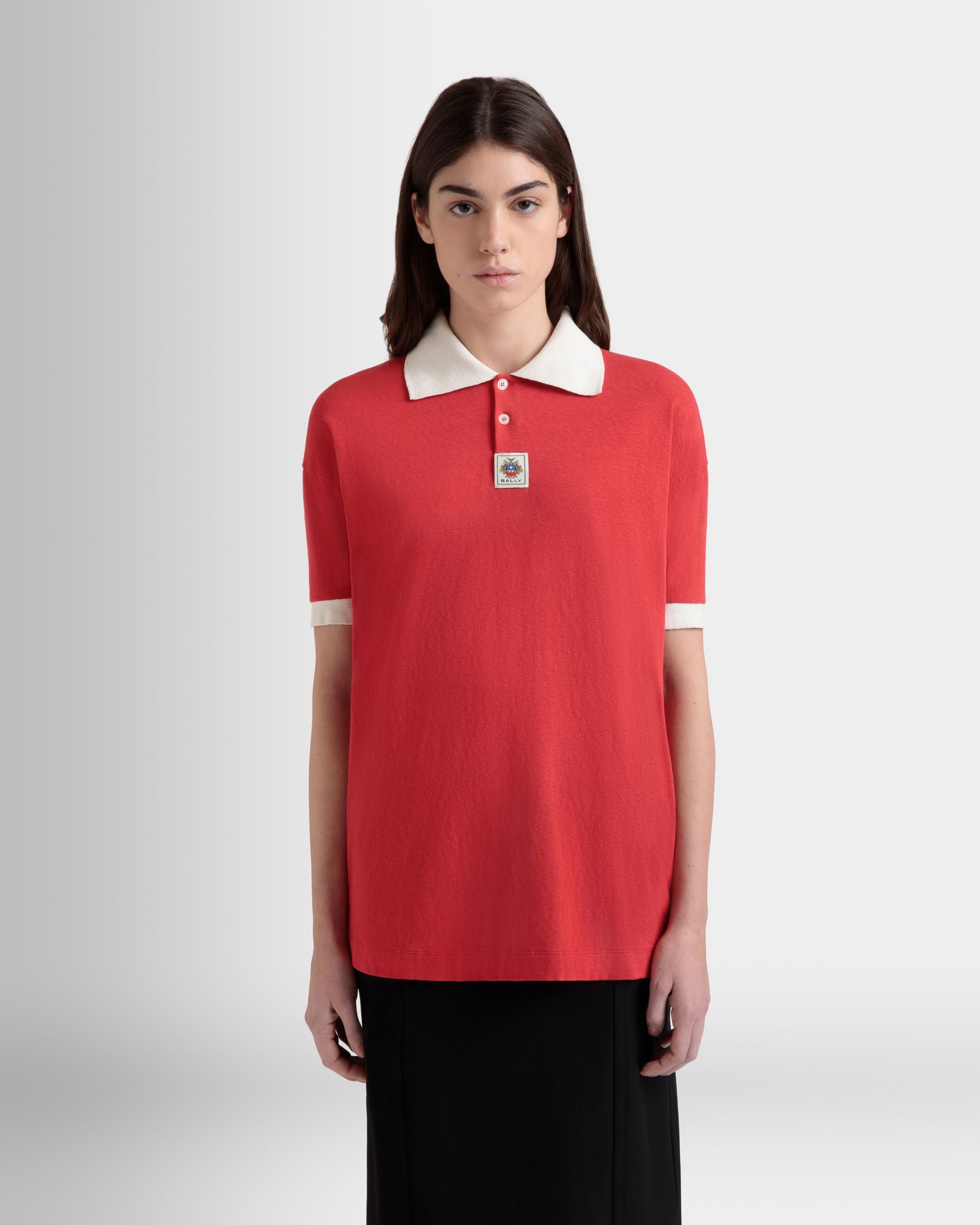 Polo Avec Logo Bally Crest En Coton Rouge - Femme - Bally - 09