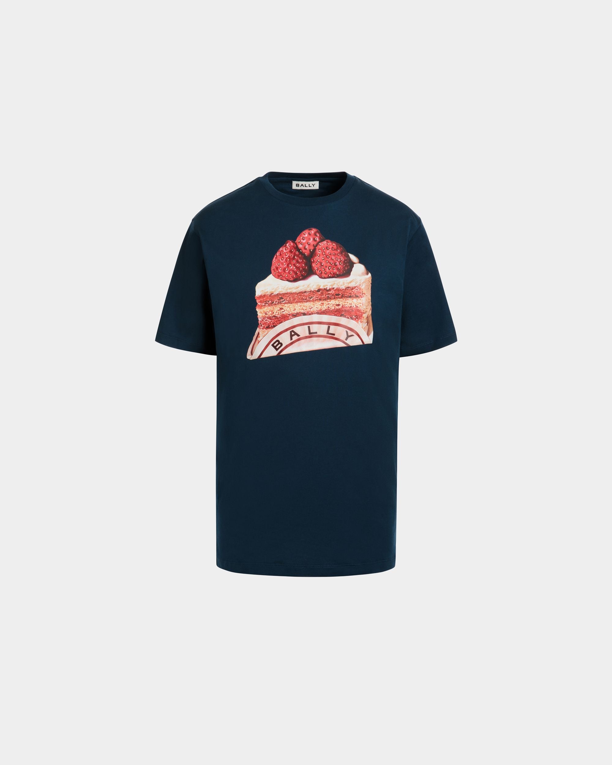 T-Shirt En Coton Navy Blue Avec Imprimé Bally Cake - Femme - Bally - 01