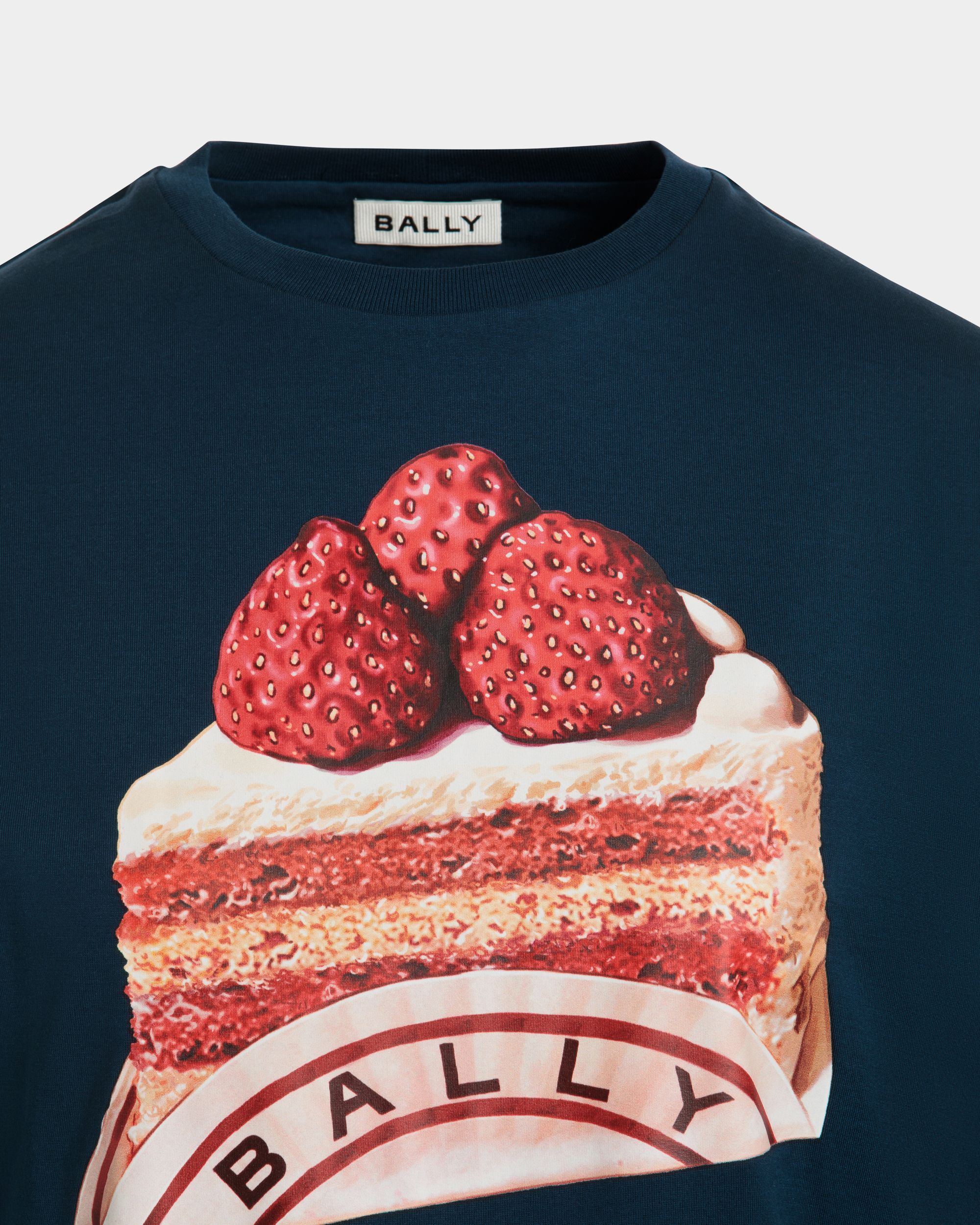 T-Shirt En Coton Navy Blue Avec Imprimé Bally Cake - Femme - Bally - 04