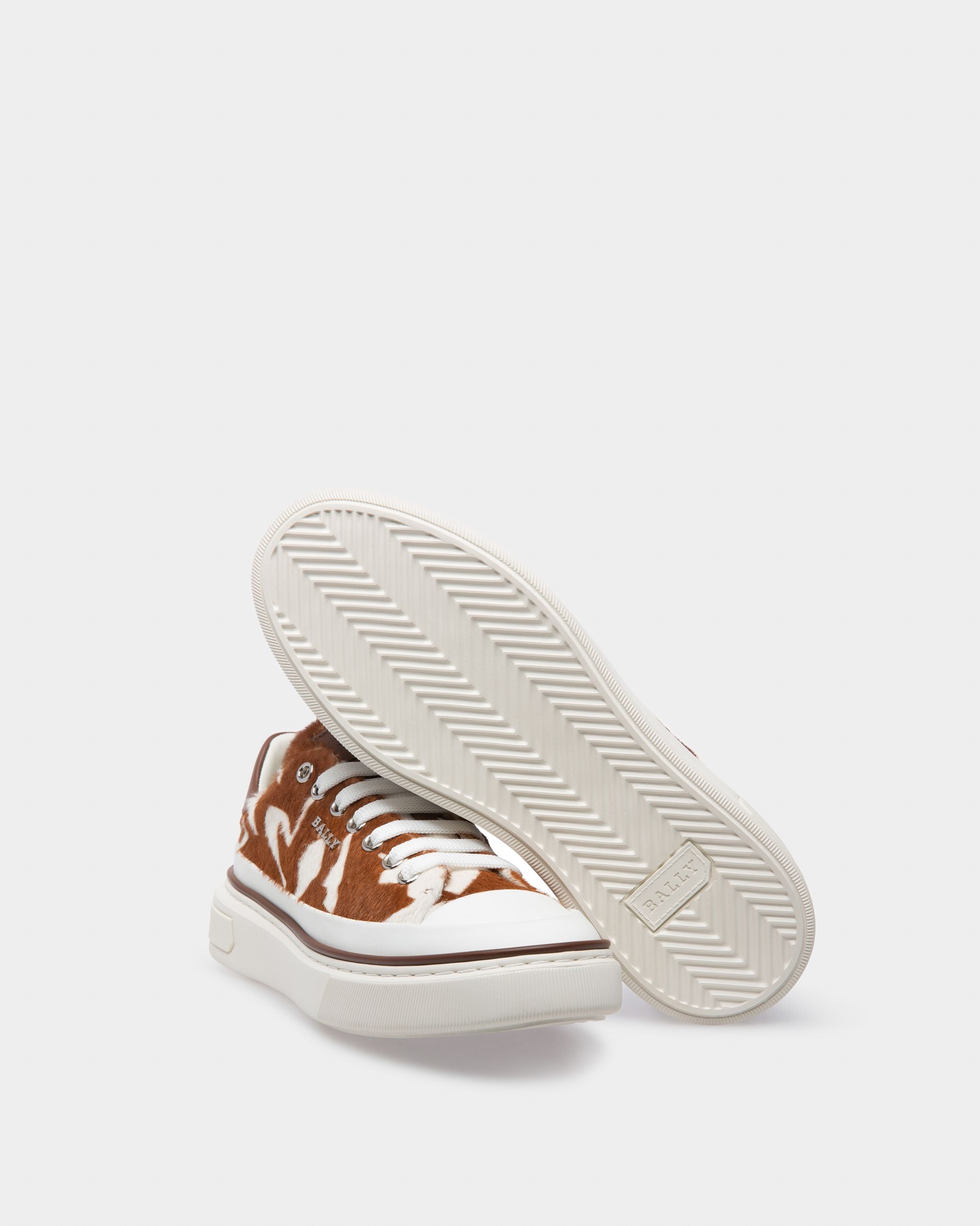 Maily Sneakers En Cuir Blanc Et Marron - Femme - Bally - 05
