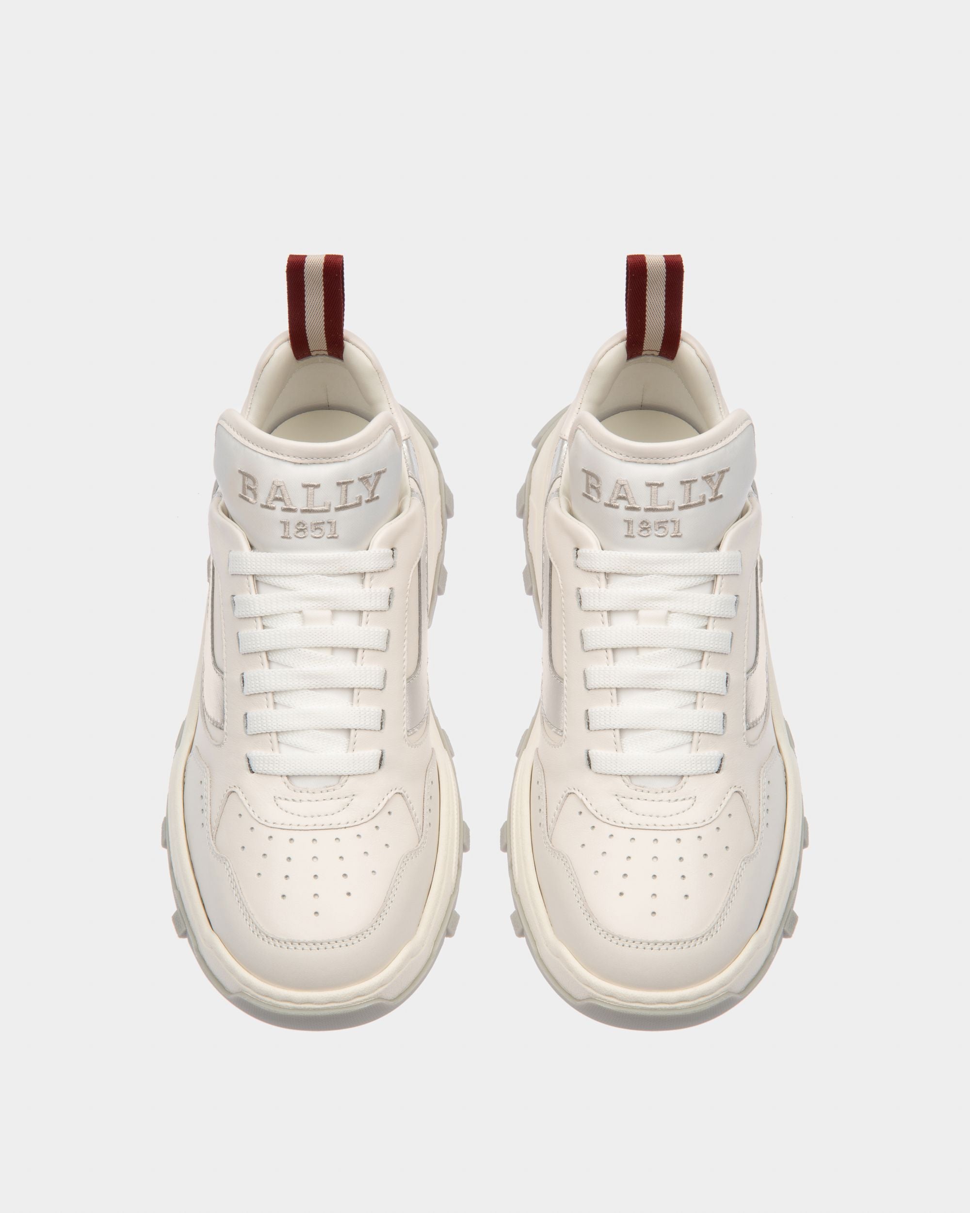 Holden Sneakers En Cuir Et Tissu Blanc Et Argent - Femme - Bally - 02