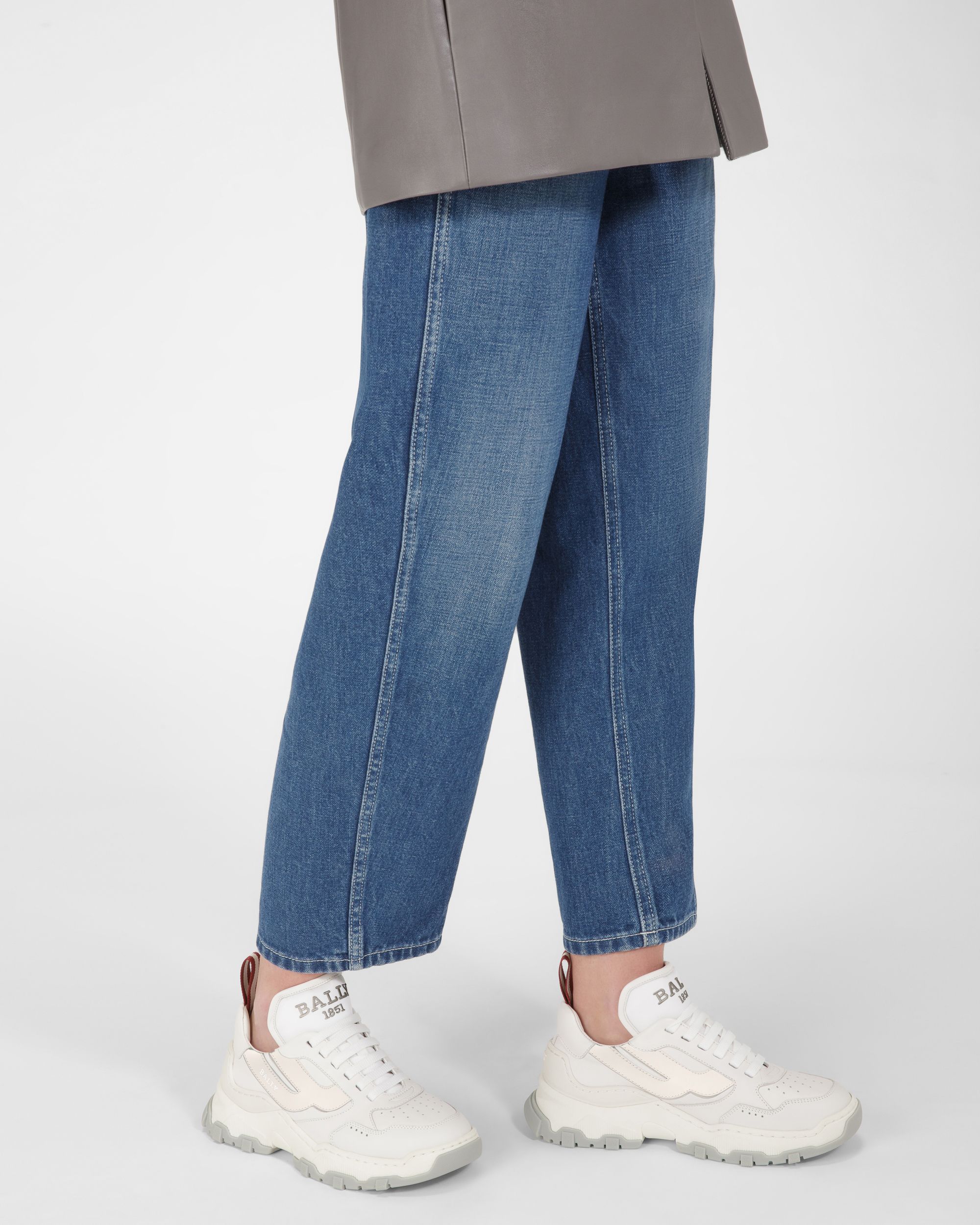 Holden Sneakers En Cuir Et Tissu Blanc Et Argent - Femme - Bally - 07
