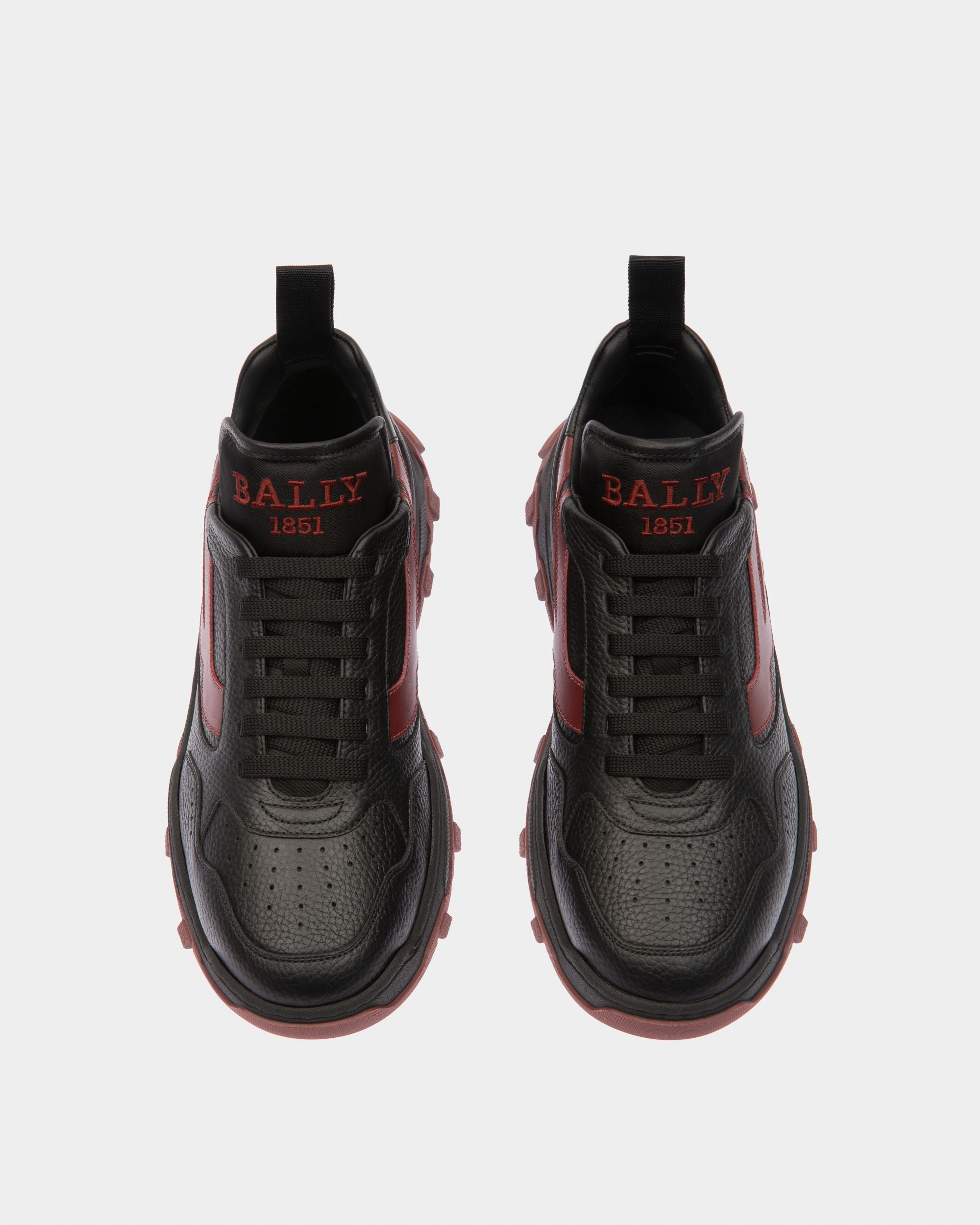 Holden Sneakers En Tissu Et Cuir Et Tissu Noir Et Rouge Héritage - Femme - Bally - 02