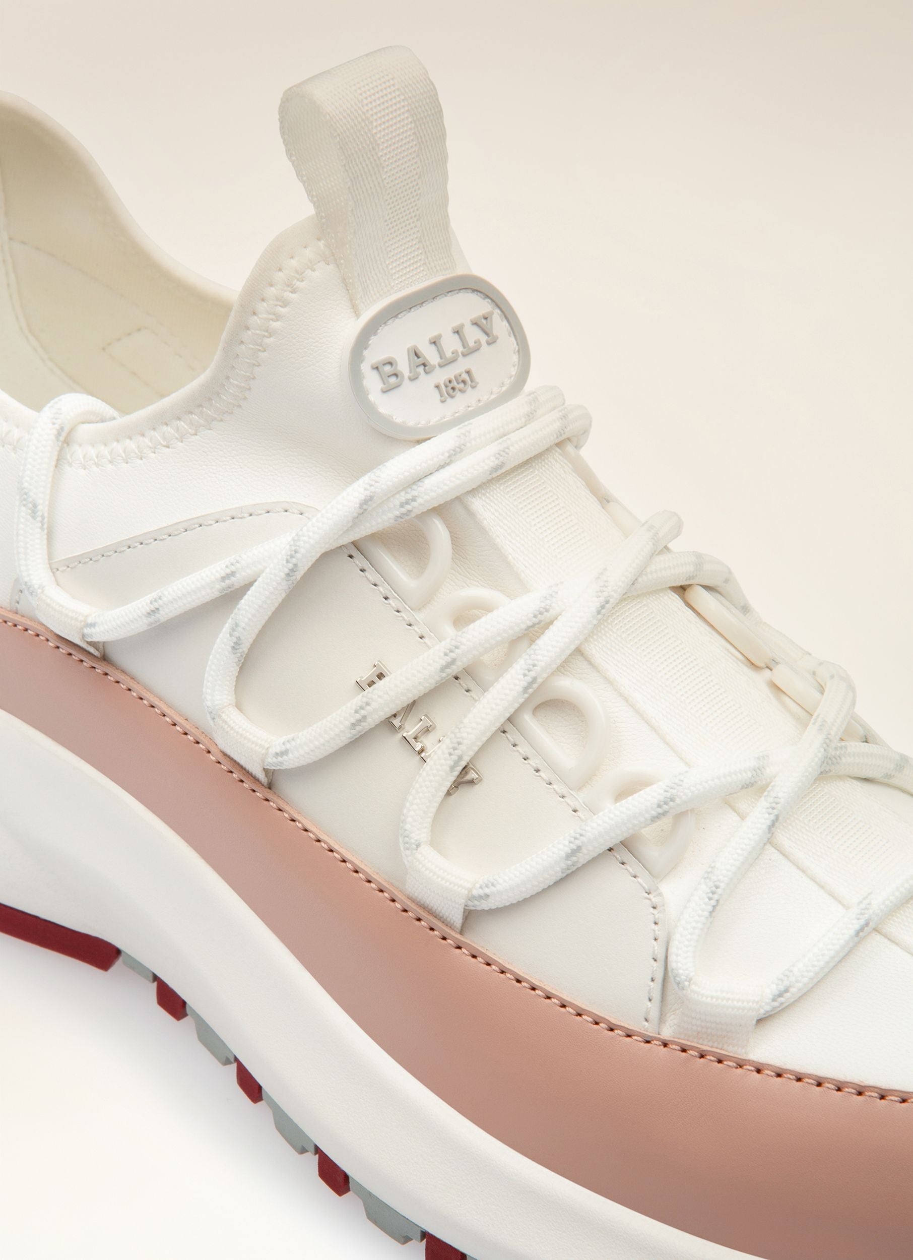 Delys Sneakers En Cuir Blanc Et Rose - Femme - Bally - 02