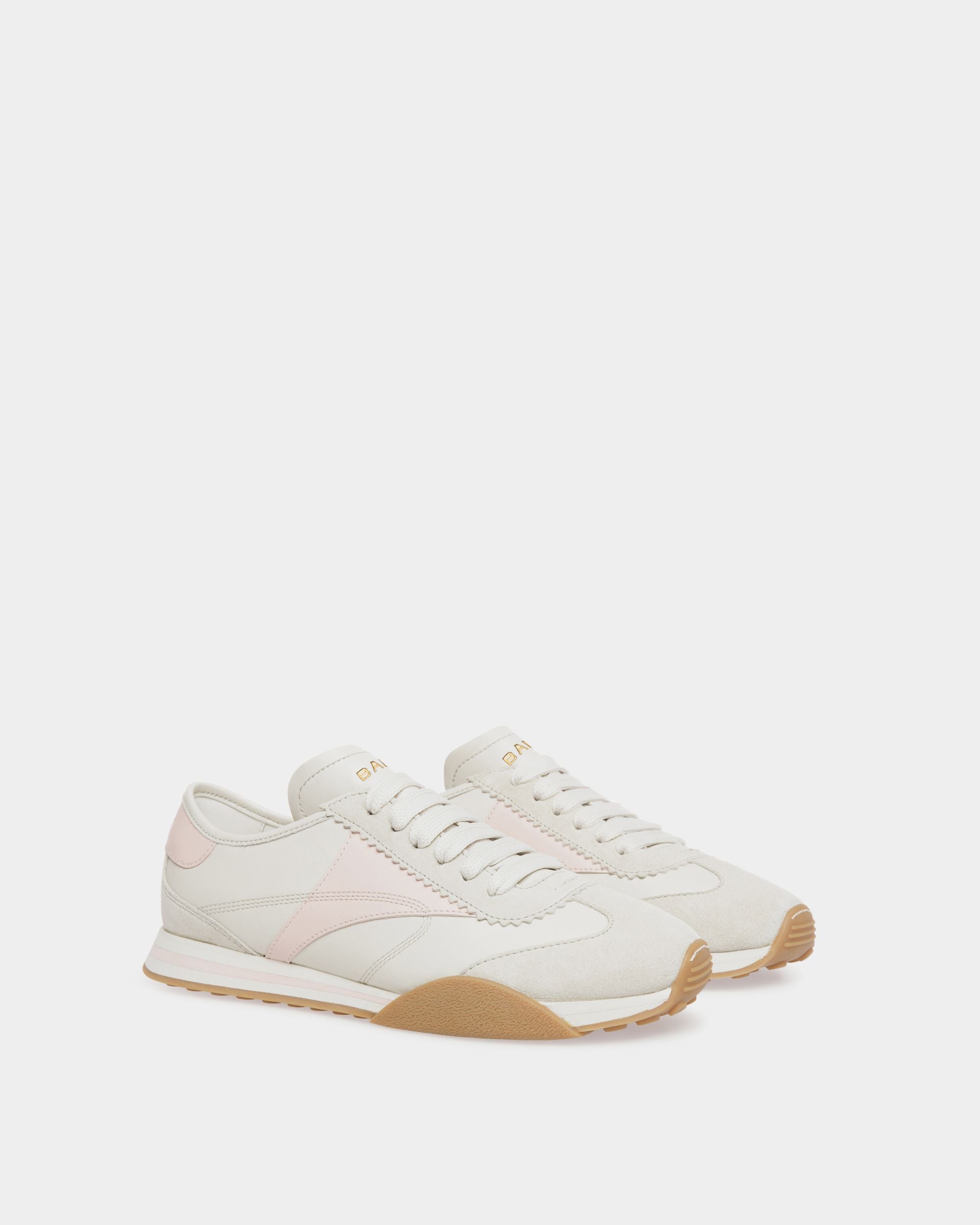 Sneaker Sussex En Cuir Dusty White Et Dusty Petal - Femme - Bally - 02