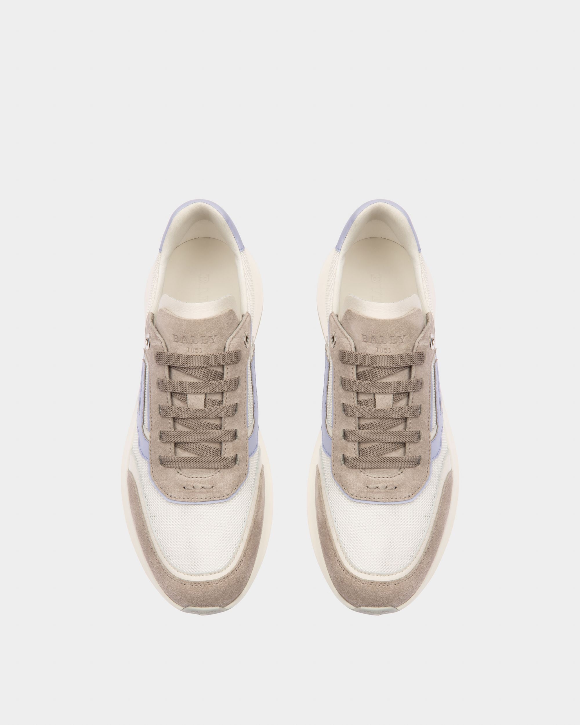 Demmy Sneakers En Maille Et Cuir Blanc Et Gris - Femme - Bally - 02