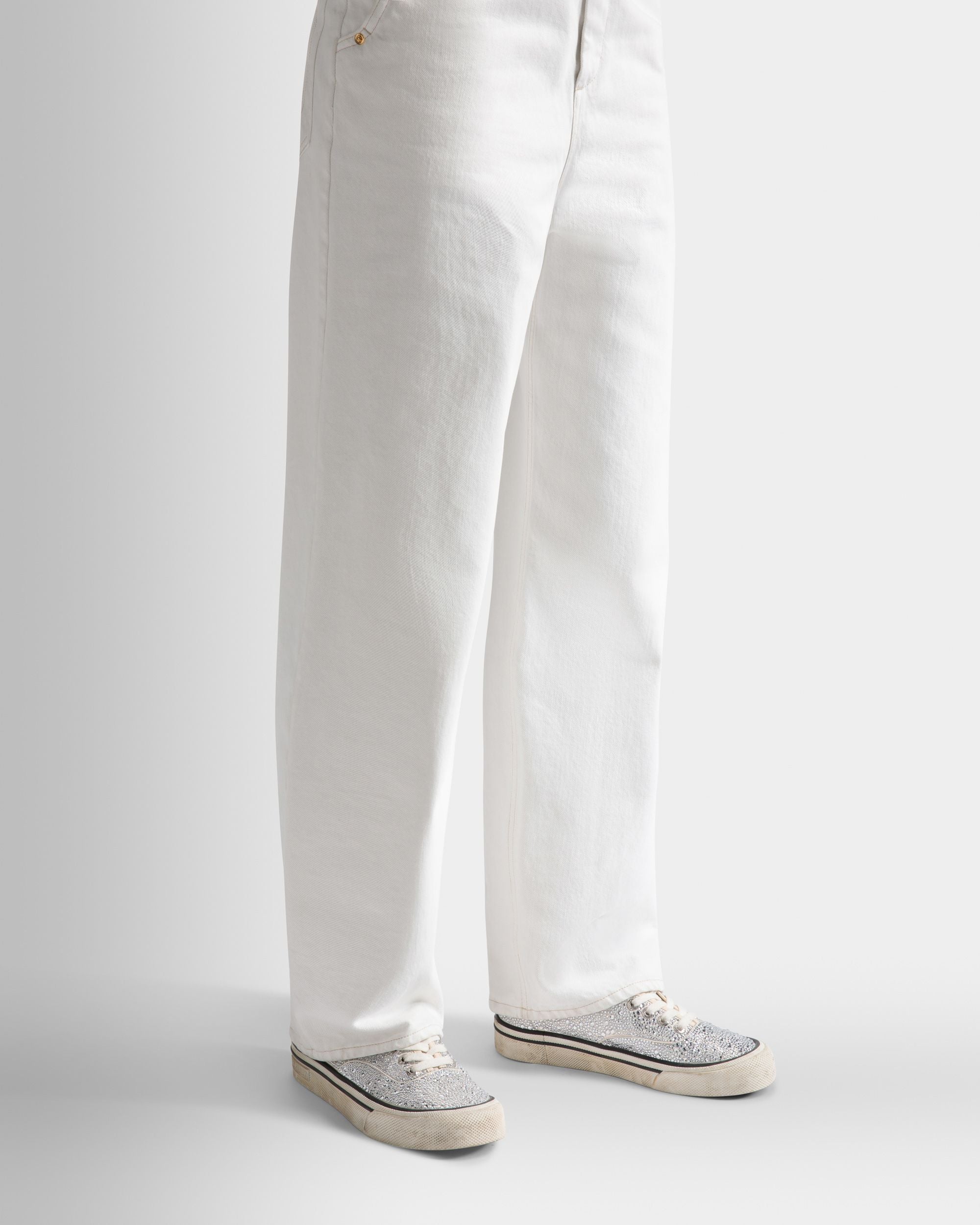 Sneakers Lawren En Cuir Ivoire Et Strass - Femme - Bally - 02