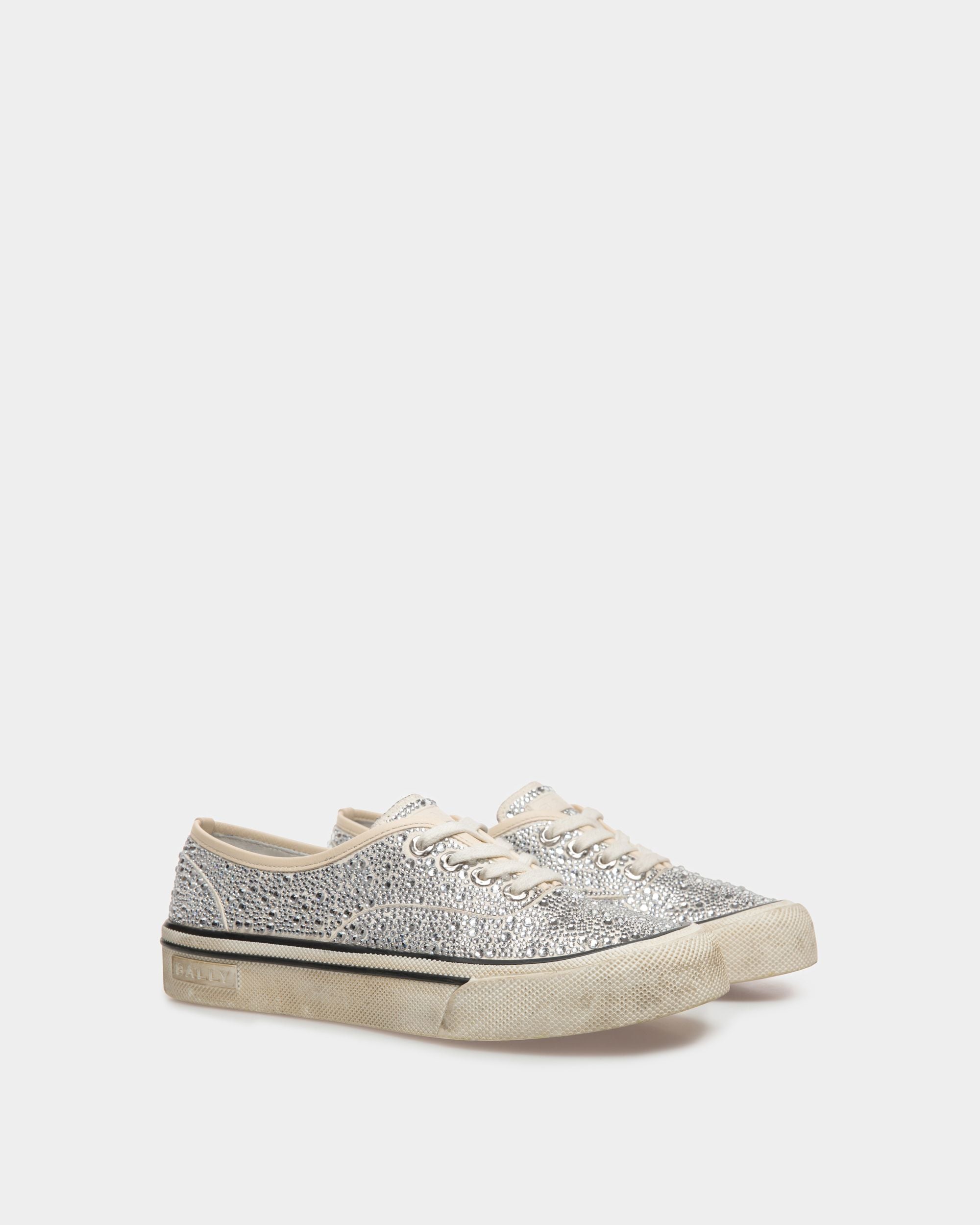 Sneakers Lawren En Cuir Ivoire Et Strass - Femme - Bally - 03