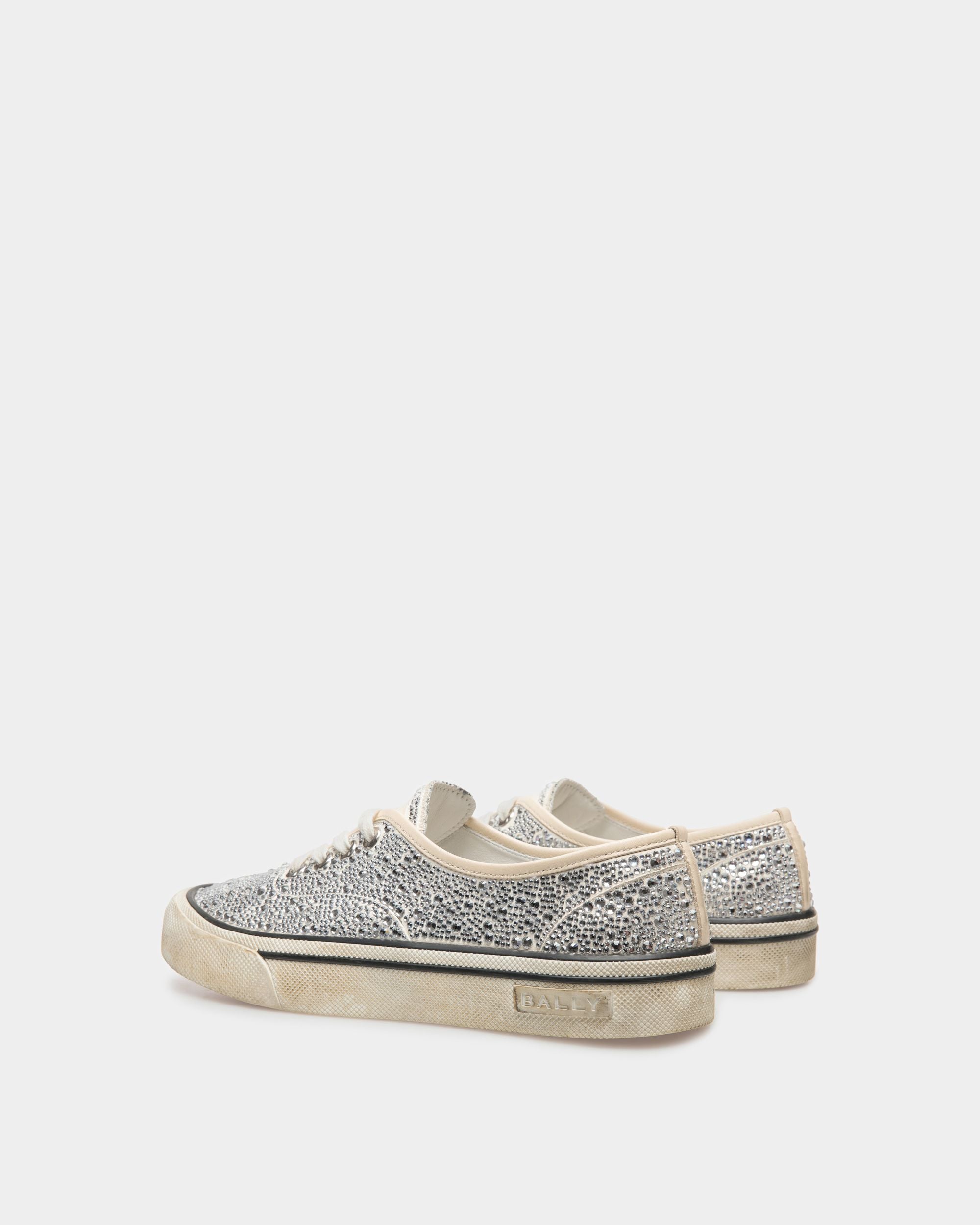 Sneakers Lawren En Cuir Ivoire Et Strass - Femme - Bally - 04