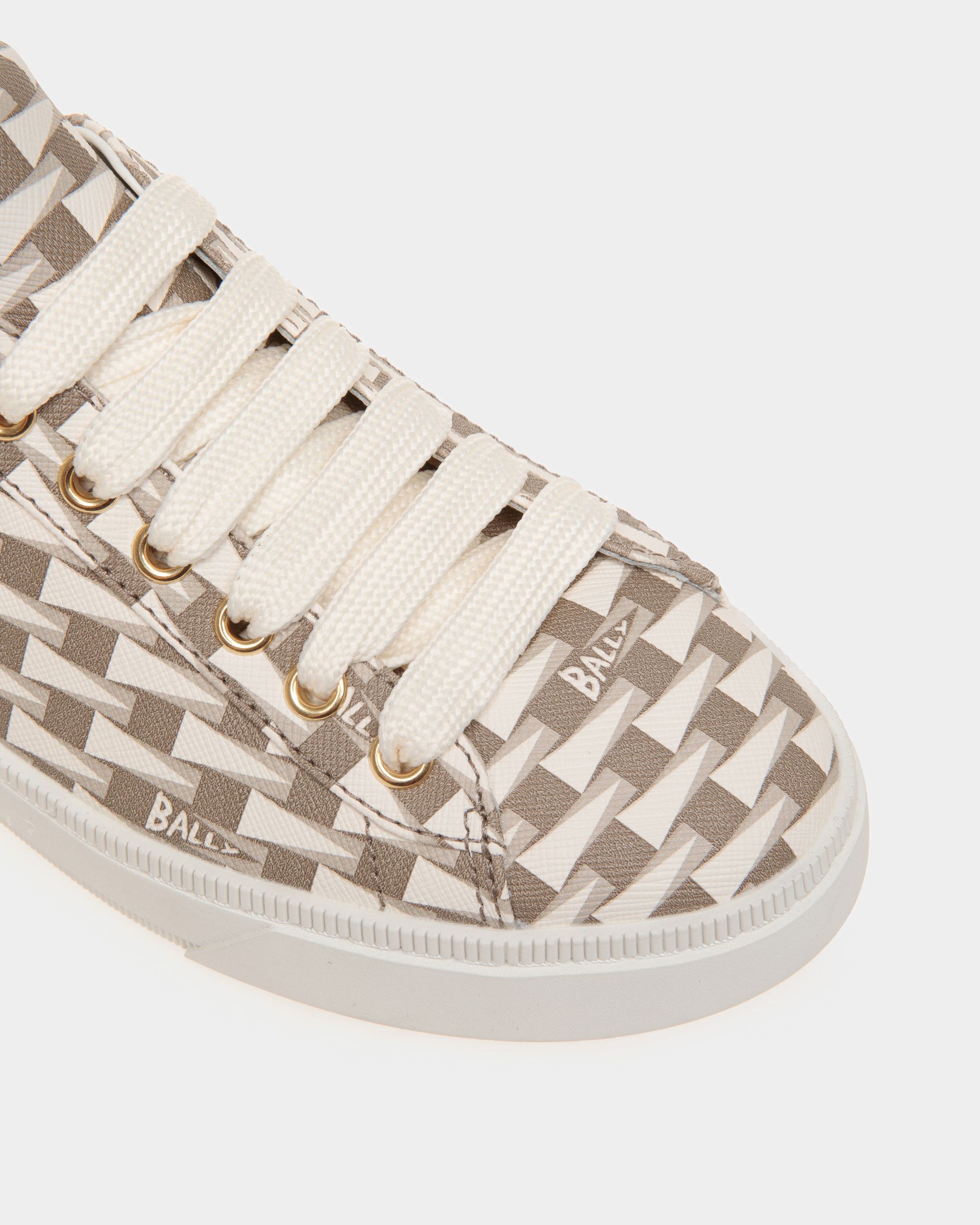 Sneaker Raise En Tissu Beige Motif Pennant - Femme - Bally - 05