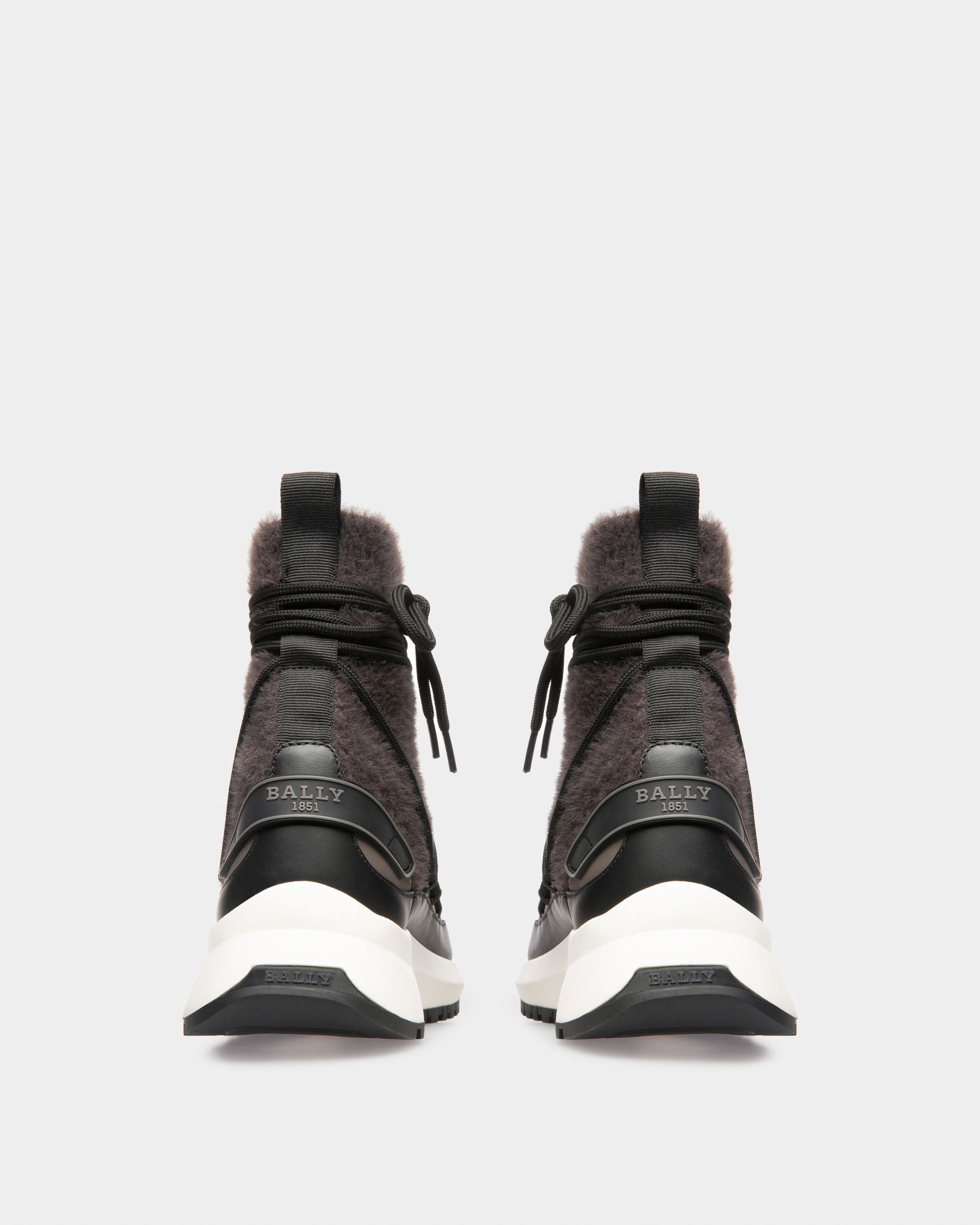 Dalyla Bottes En Tissu Cachemire Et Cuir En Gris Et Noir - Femme - Bally - 04