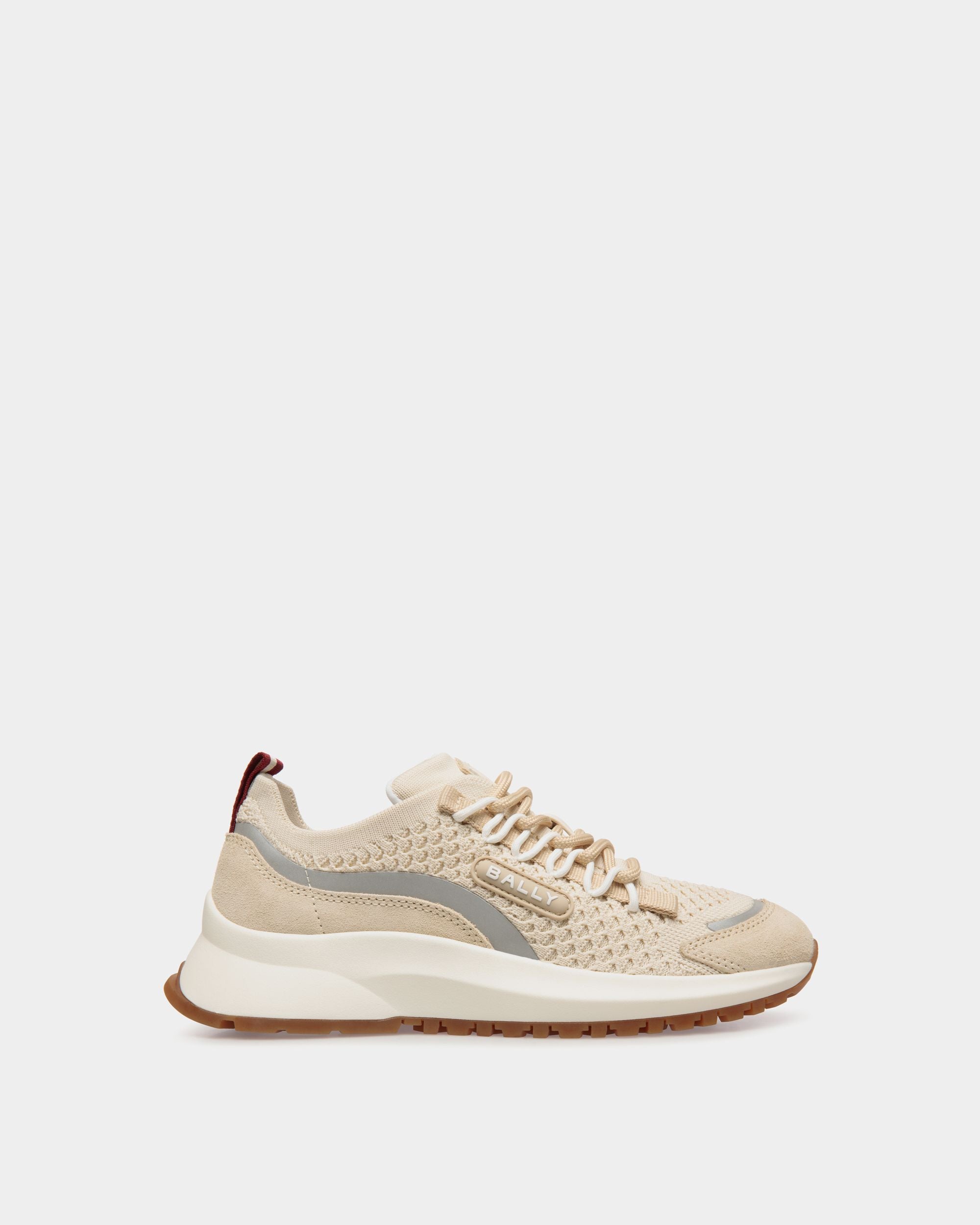 Sneaker Outline En Maille Ivoire Et Champagne - Femme - Bally - 01