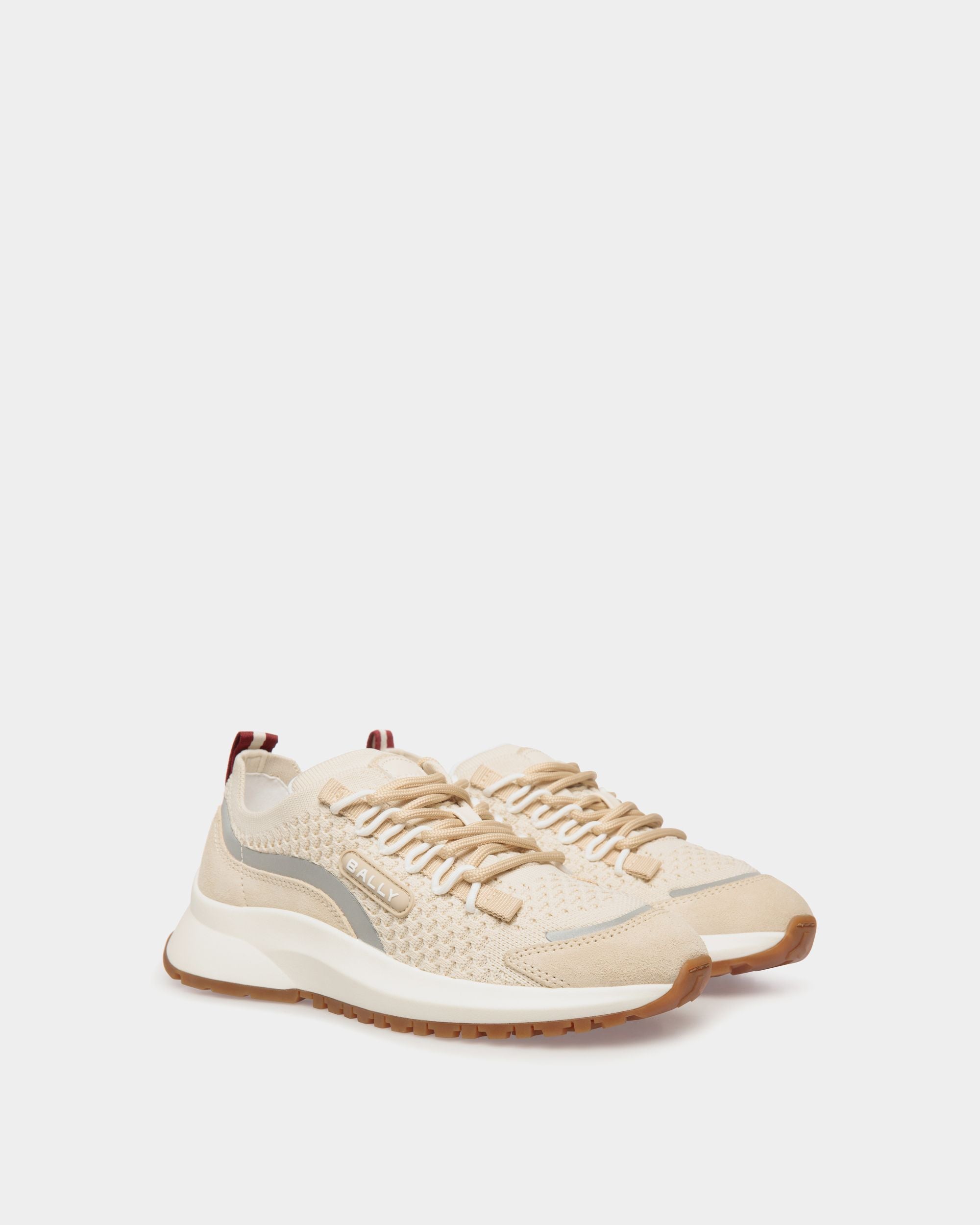 Sneaker Outline En Maille Ivoire Et Champagne - Femme - Bally - 03