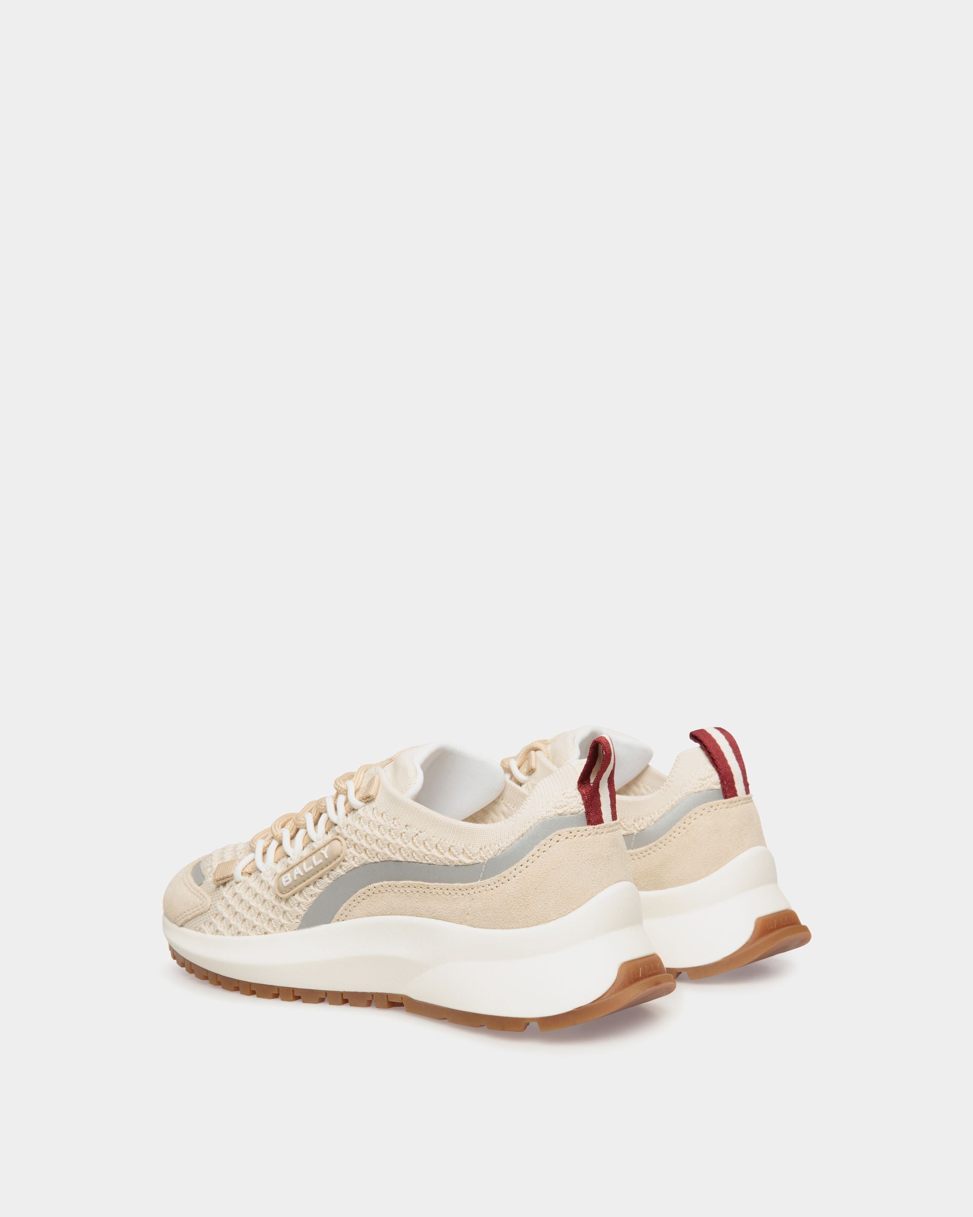 Sneaker Outline En Maille Ivoire Et Champagne - Femme - Bally - 04