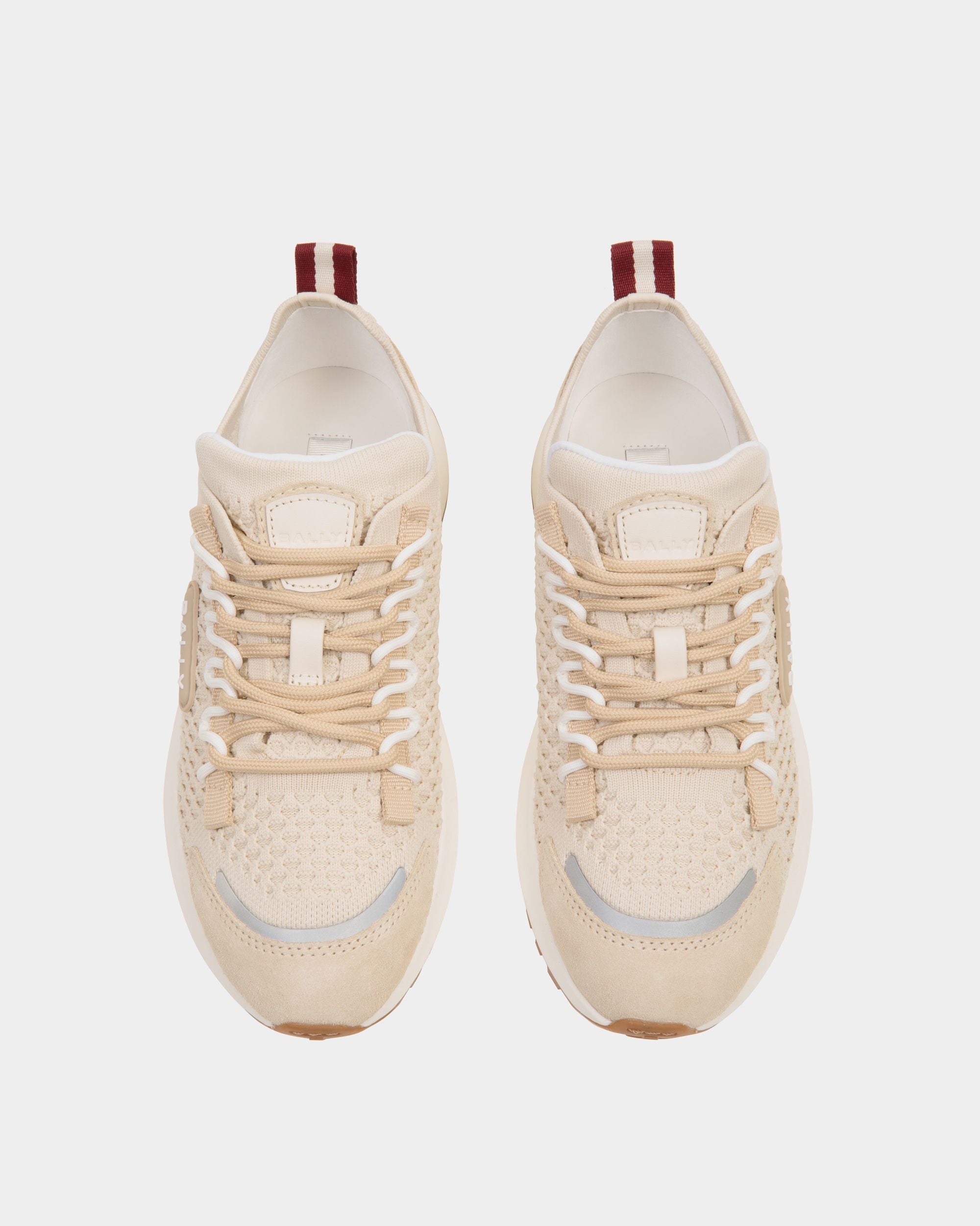 Sneaker Outline En Maille Ivoire Et Champagne - Femme - Bally - 05