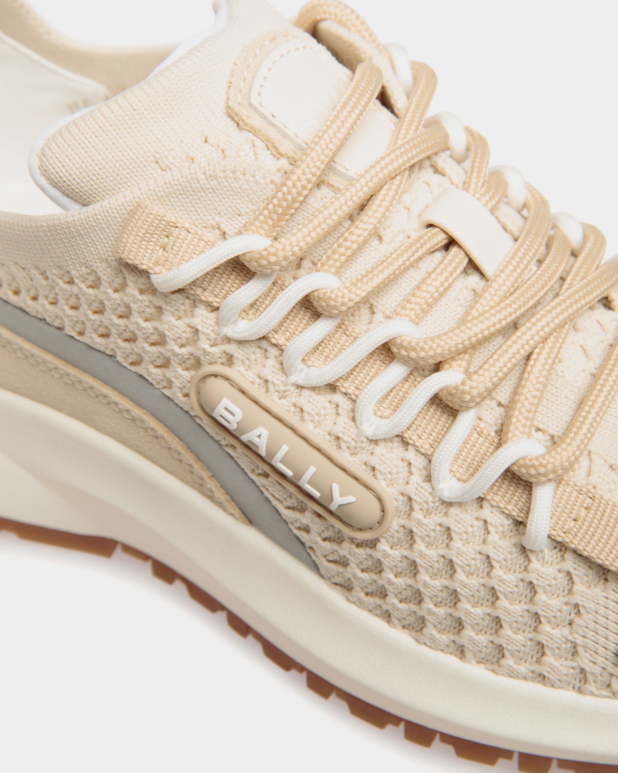 Sneaker Outline En Maille Ivoire Et Champagne - Femme - Bally - 06