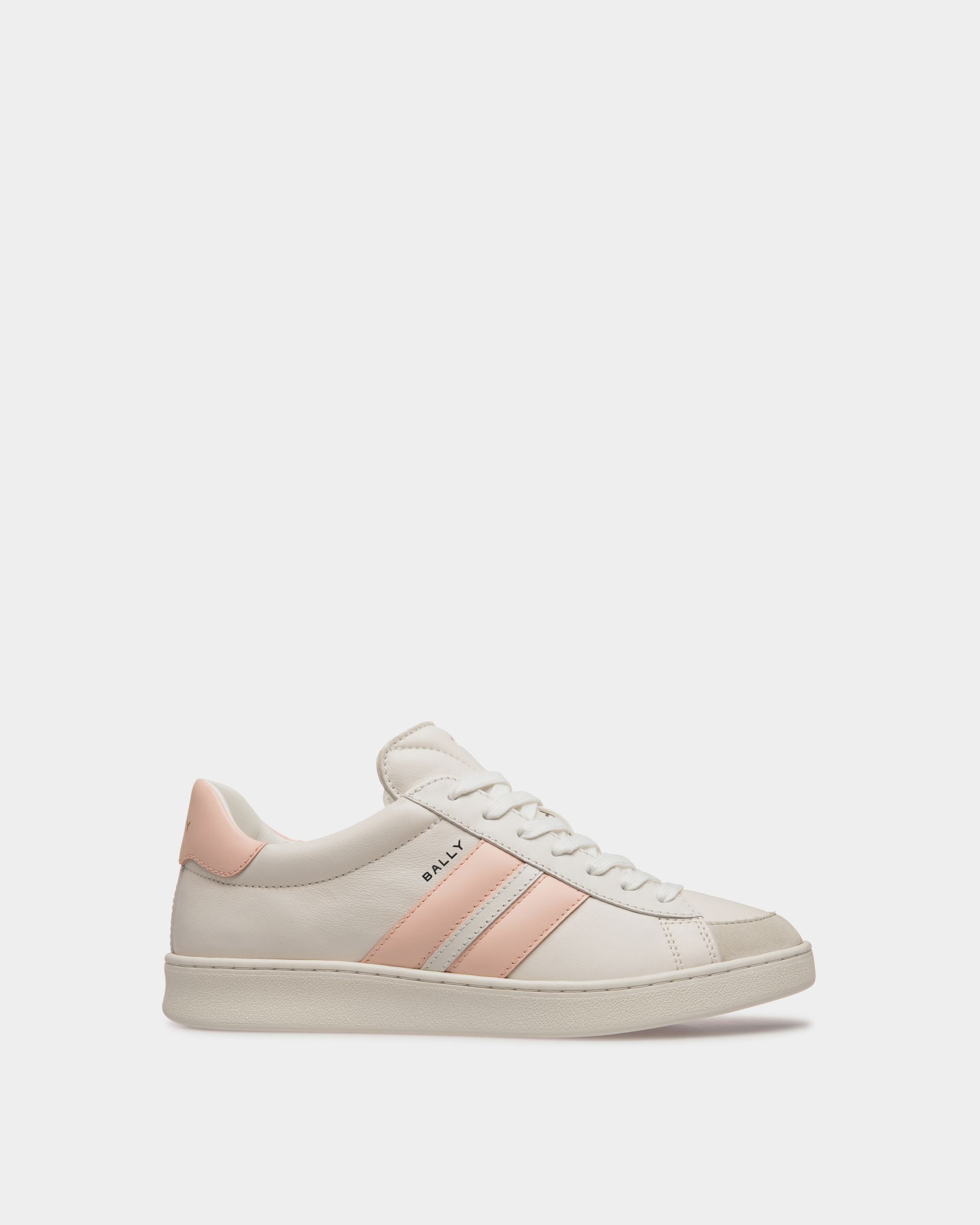 Sneaker Tennis En Cuir Blanc Et Baby Pink - Femme - Bally - 01