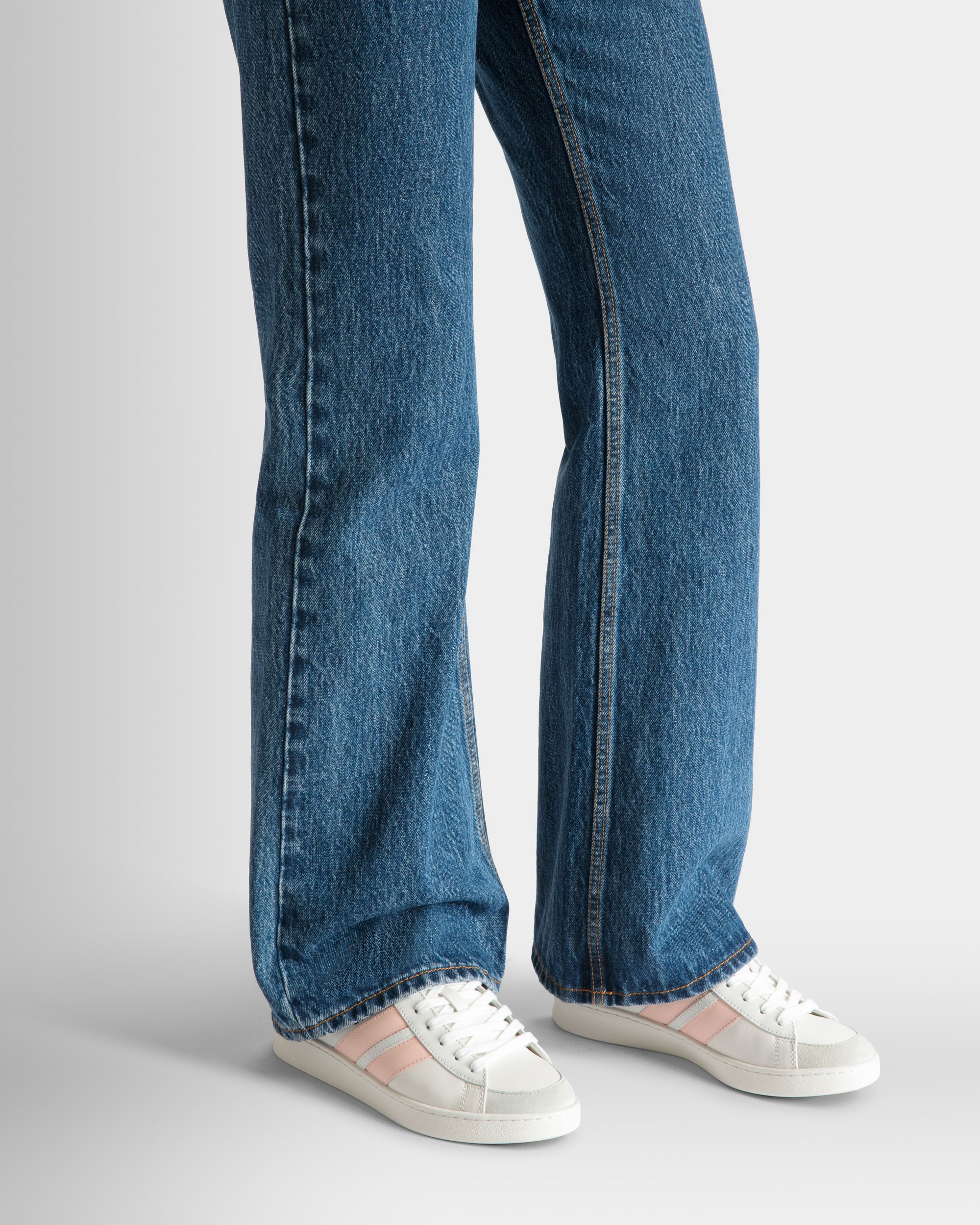 Sneaker Tennis En Cuir Blanc Et Baby Pink - Femme - Bally - 02