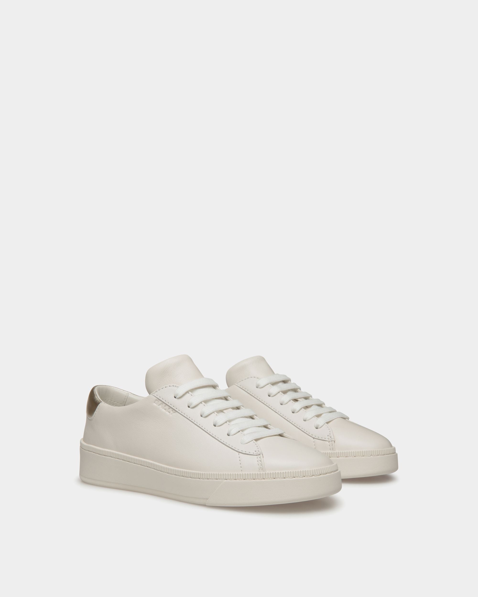 Sneaker Raise En Cuir Blanc Et Or - Femme - Bally - 03