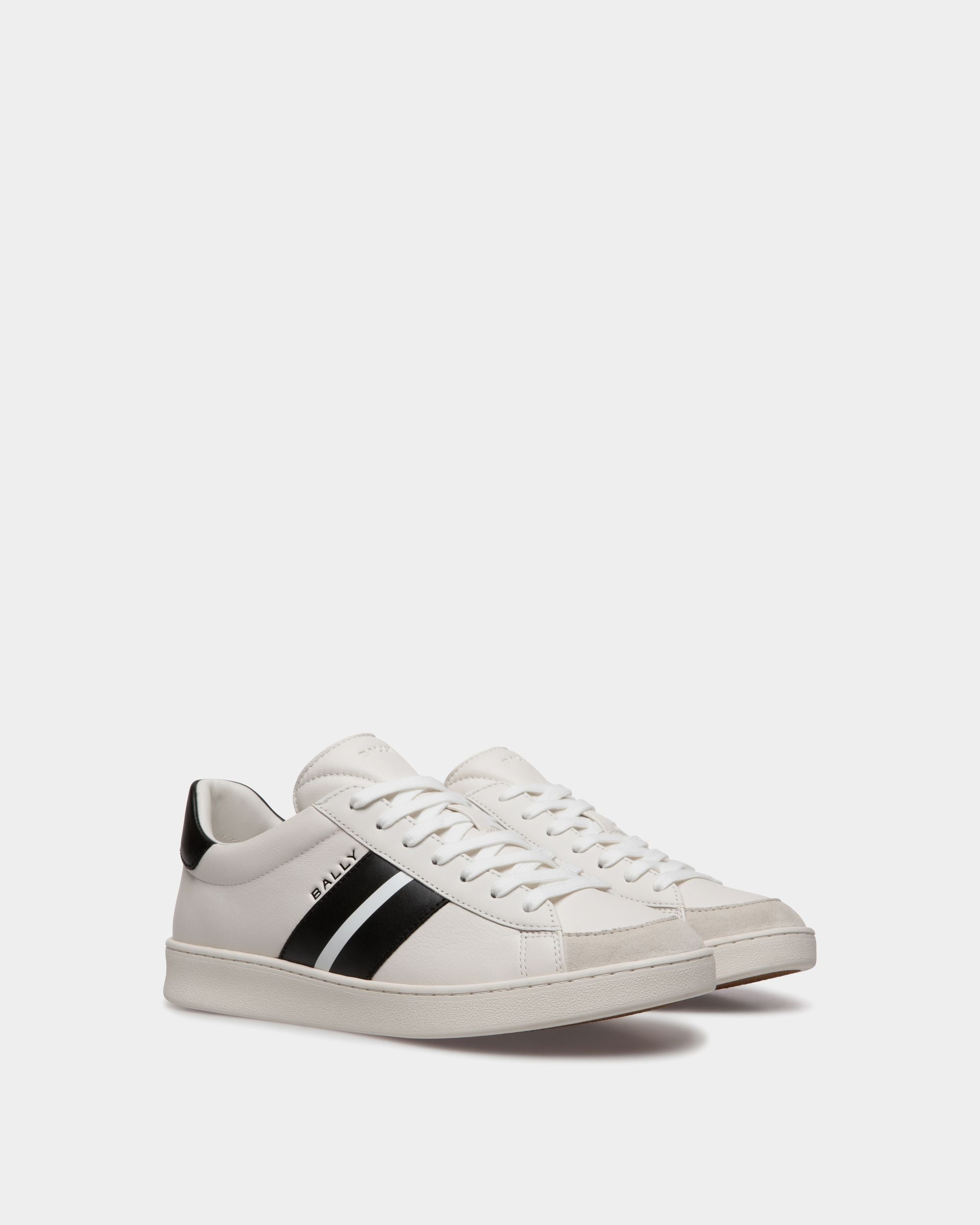 Sneaker Tennis En Cuir Blanc Et Noir - Femme - Bally - 03