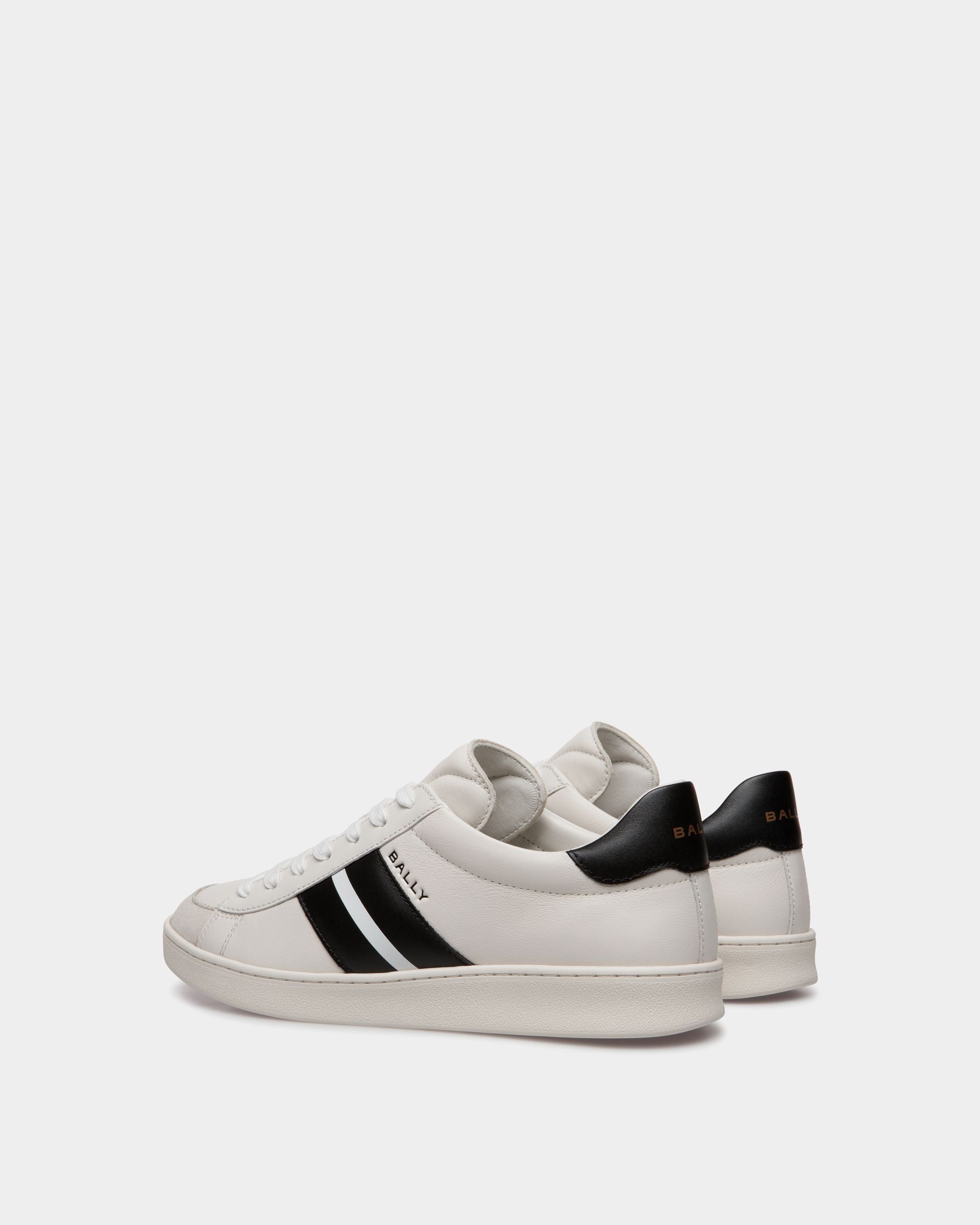 Sneaker Tennis En Cuir Blanc Et Noir - Femme - Bally - 04