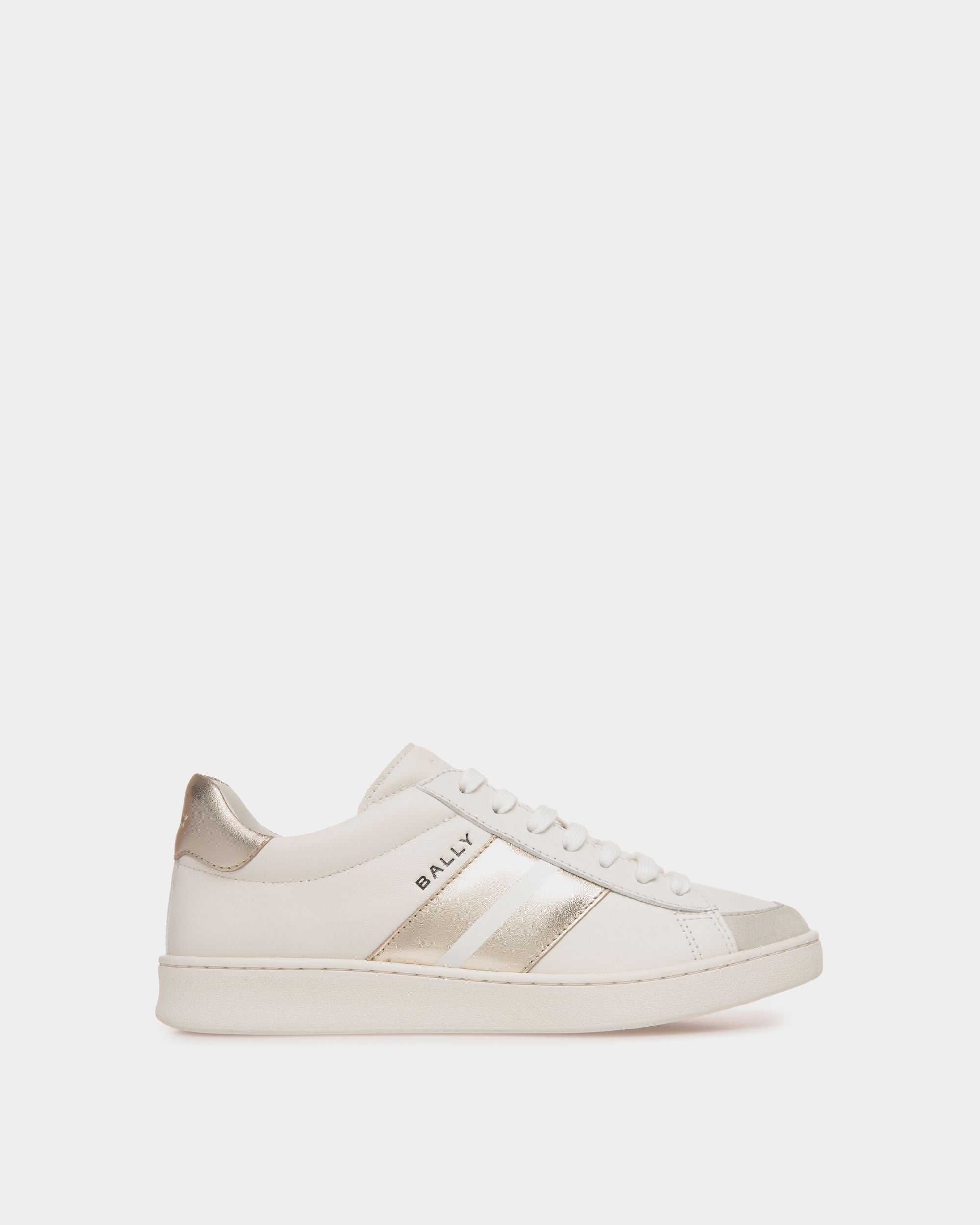 Sneaker Tennis En Cuir Blanc Et Or - Femme - Bally - 01