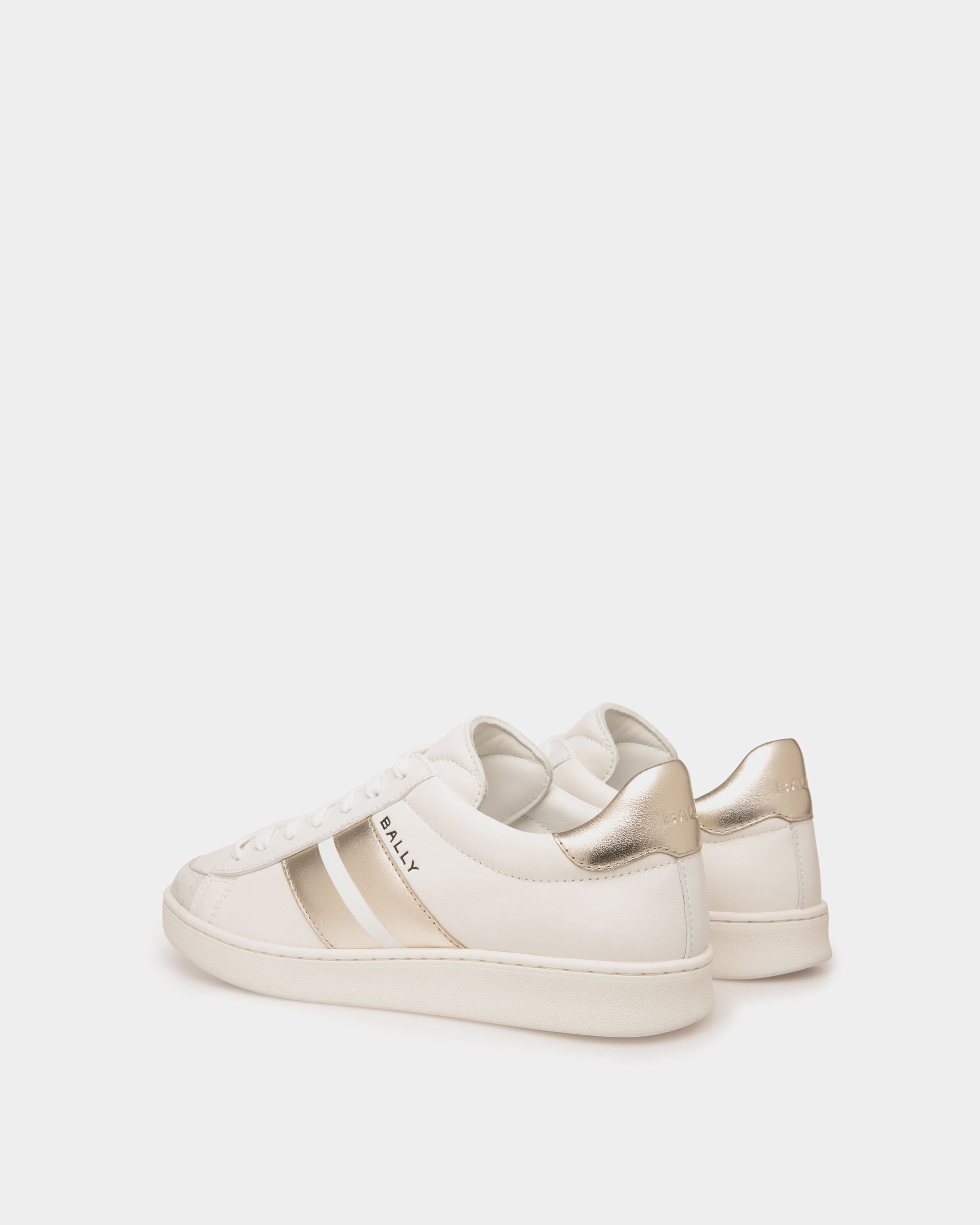 Sneaker Tennis En Cuir Blanc Et Or - Femme - Bally - 03