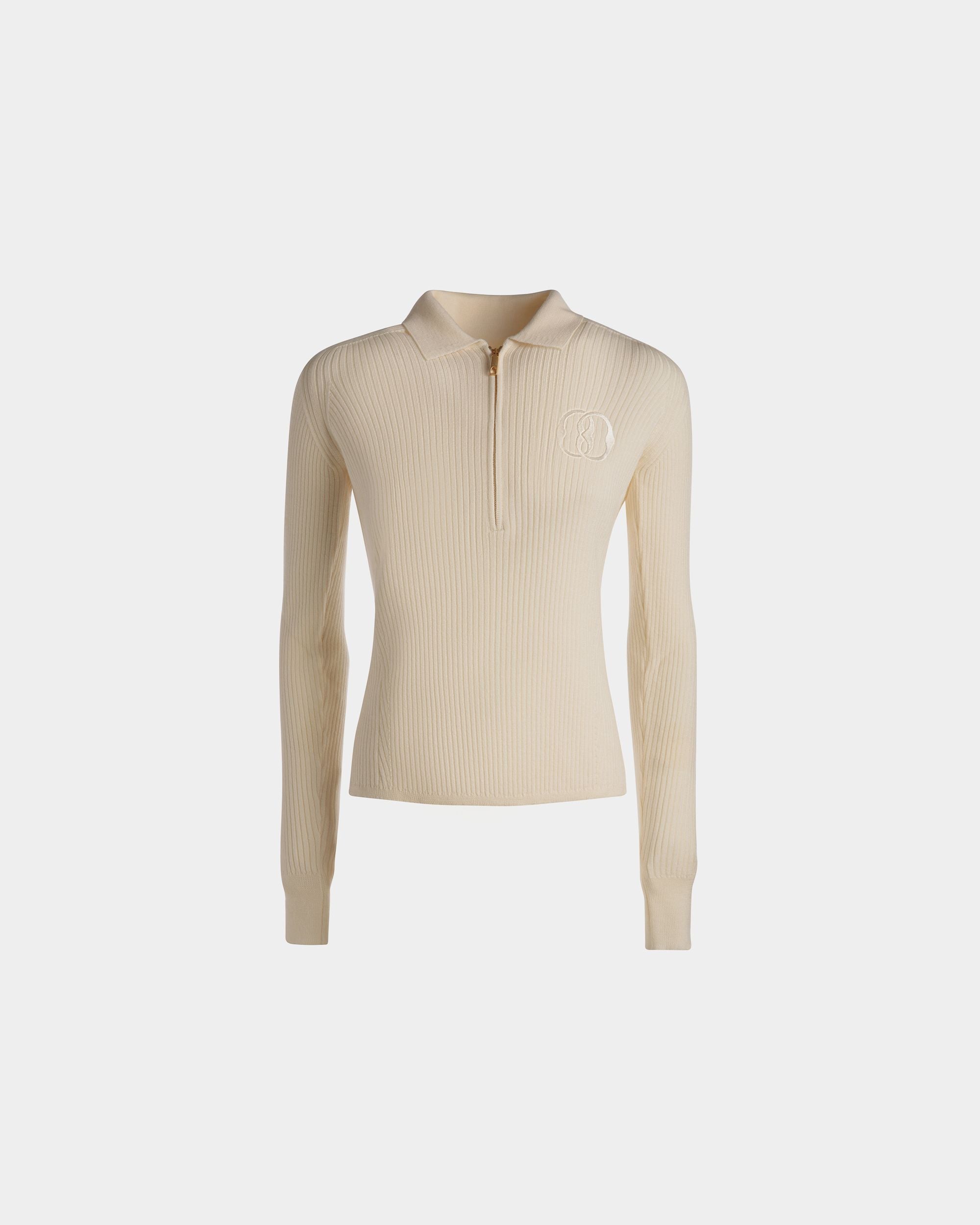 Polo À Manches Longues En Laine Ivoire - Femme - Bally - 01