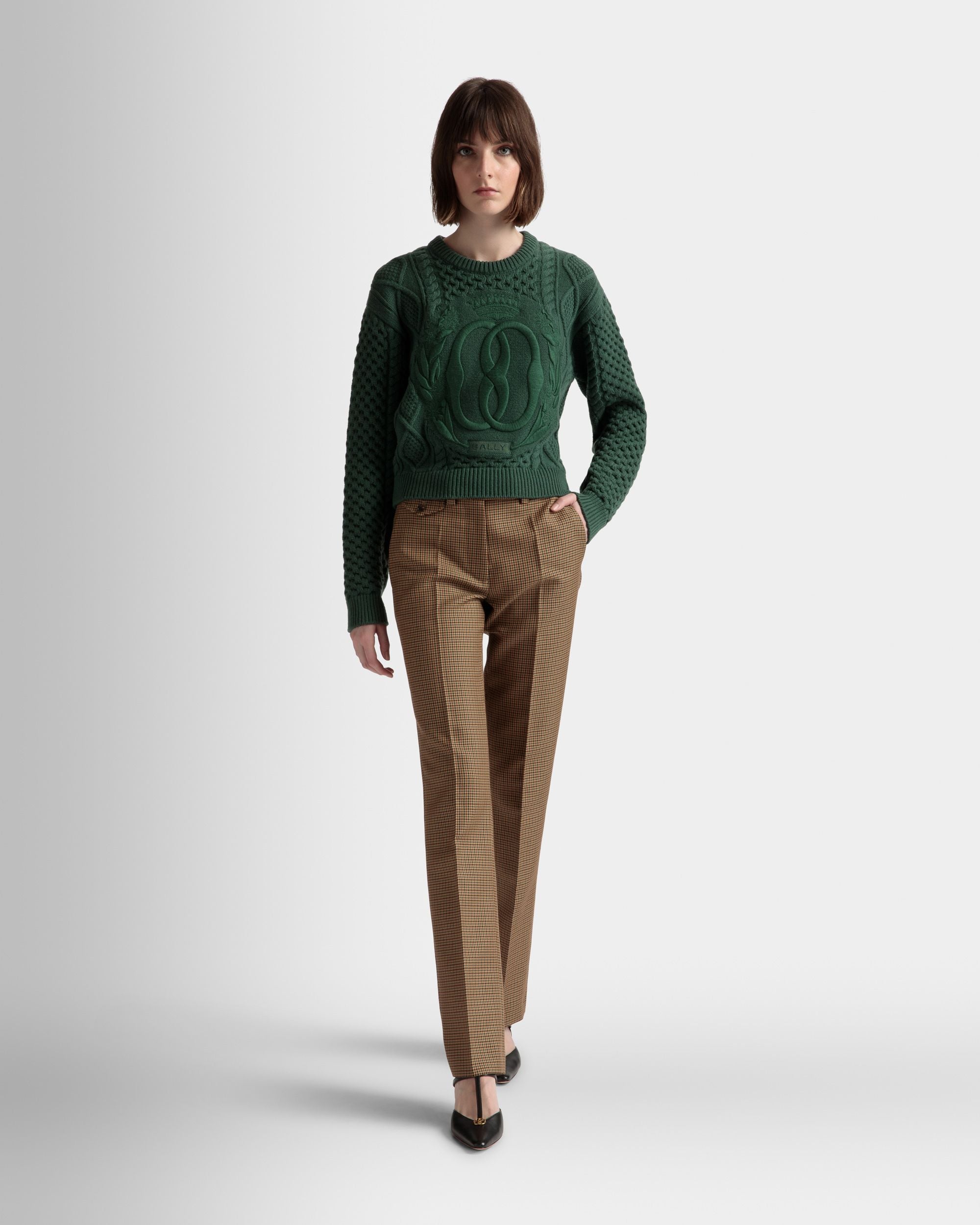 Pull Ras-Du-Cou À Torsades En Laine Kelly Green - Femme - Bally - 02