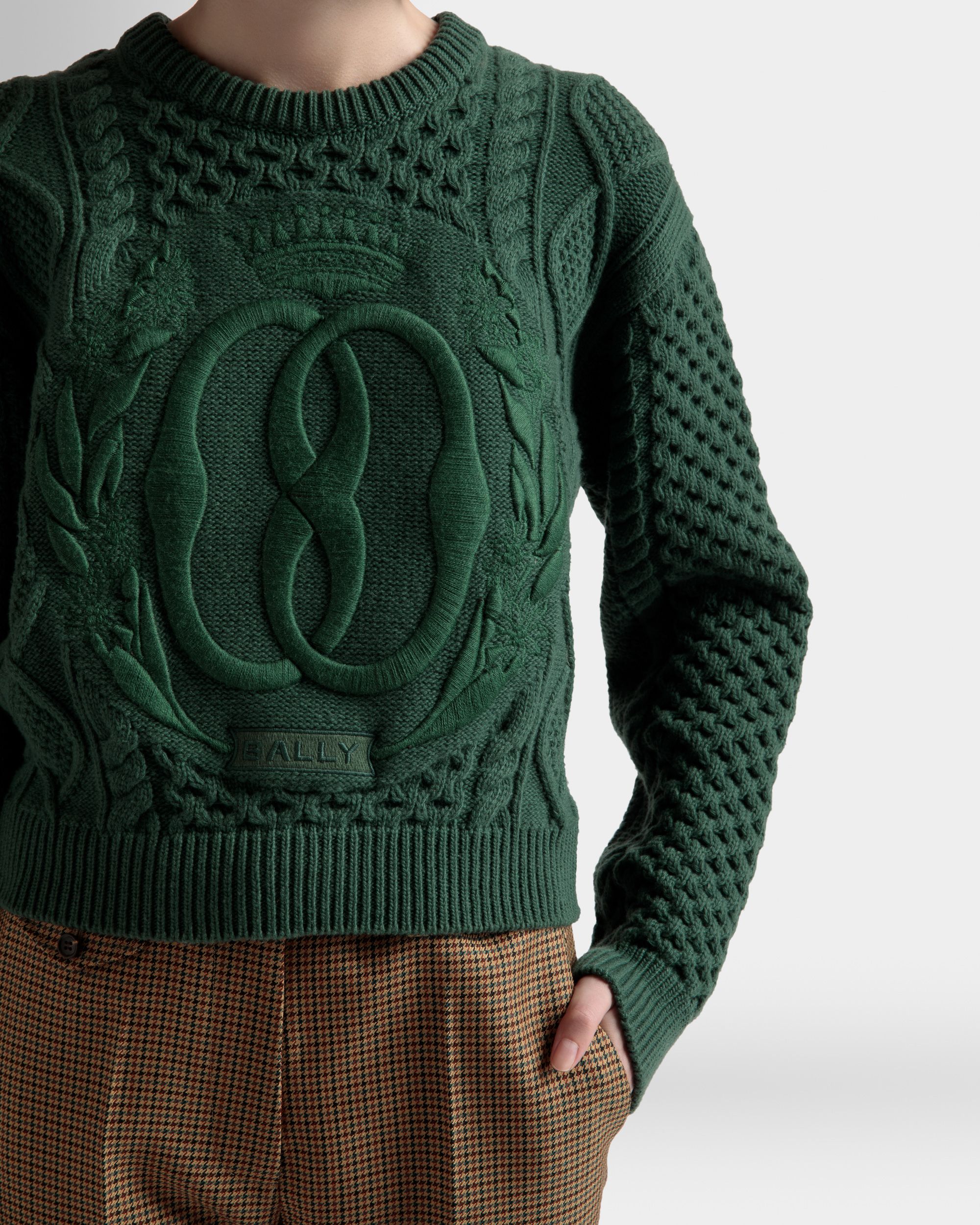 Pull Ras-Du-Cou À Torsades En Laine Kelly Green - Femme - Bally - 04