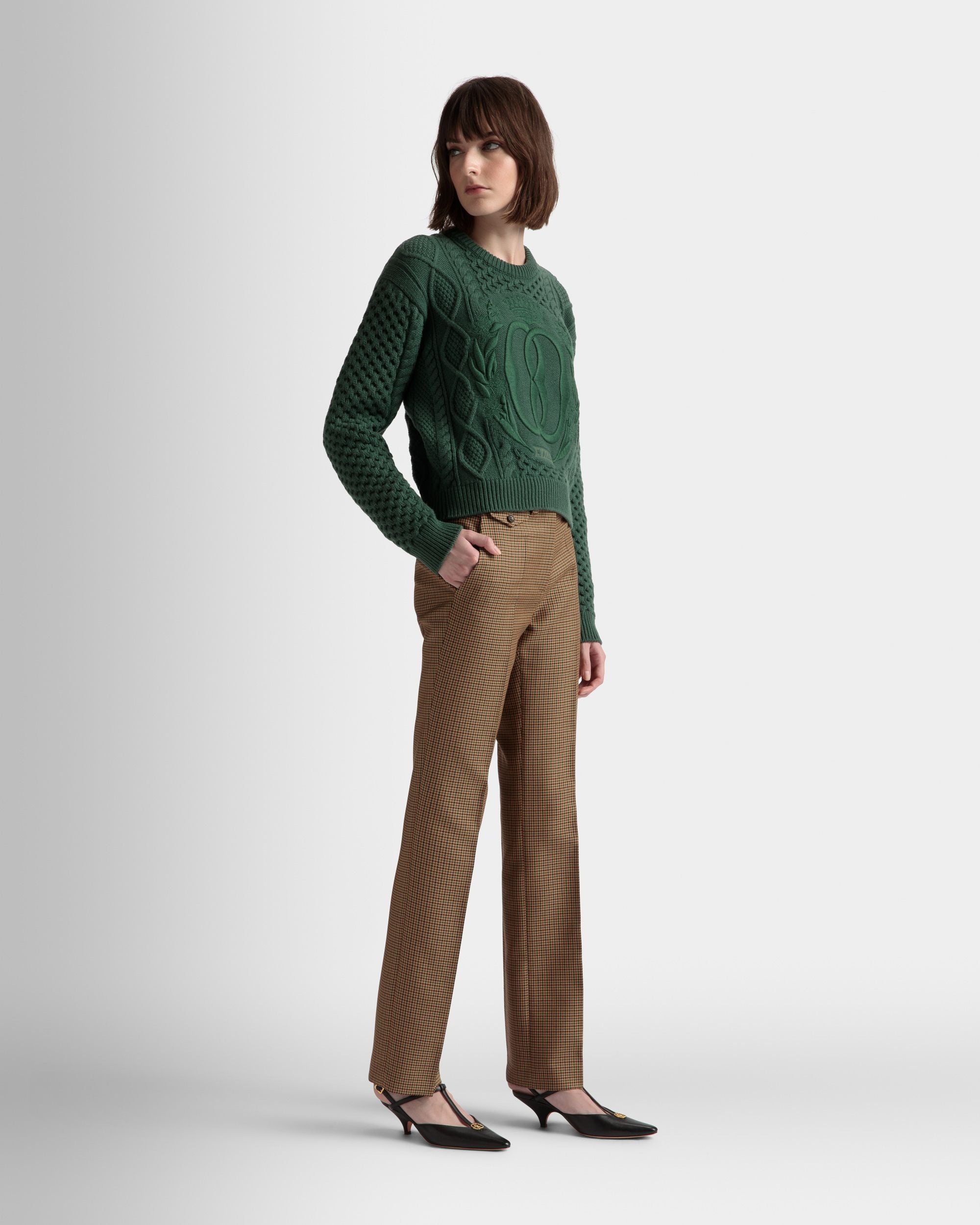 Pull Ras-Du-Cou À Torsades En Laine Kelly Green - Femme - Bally - 05