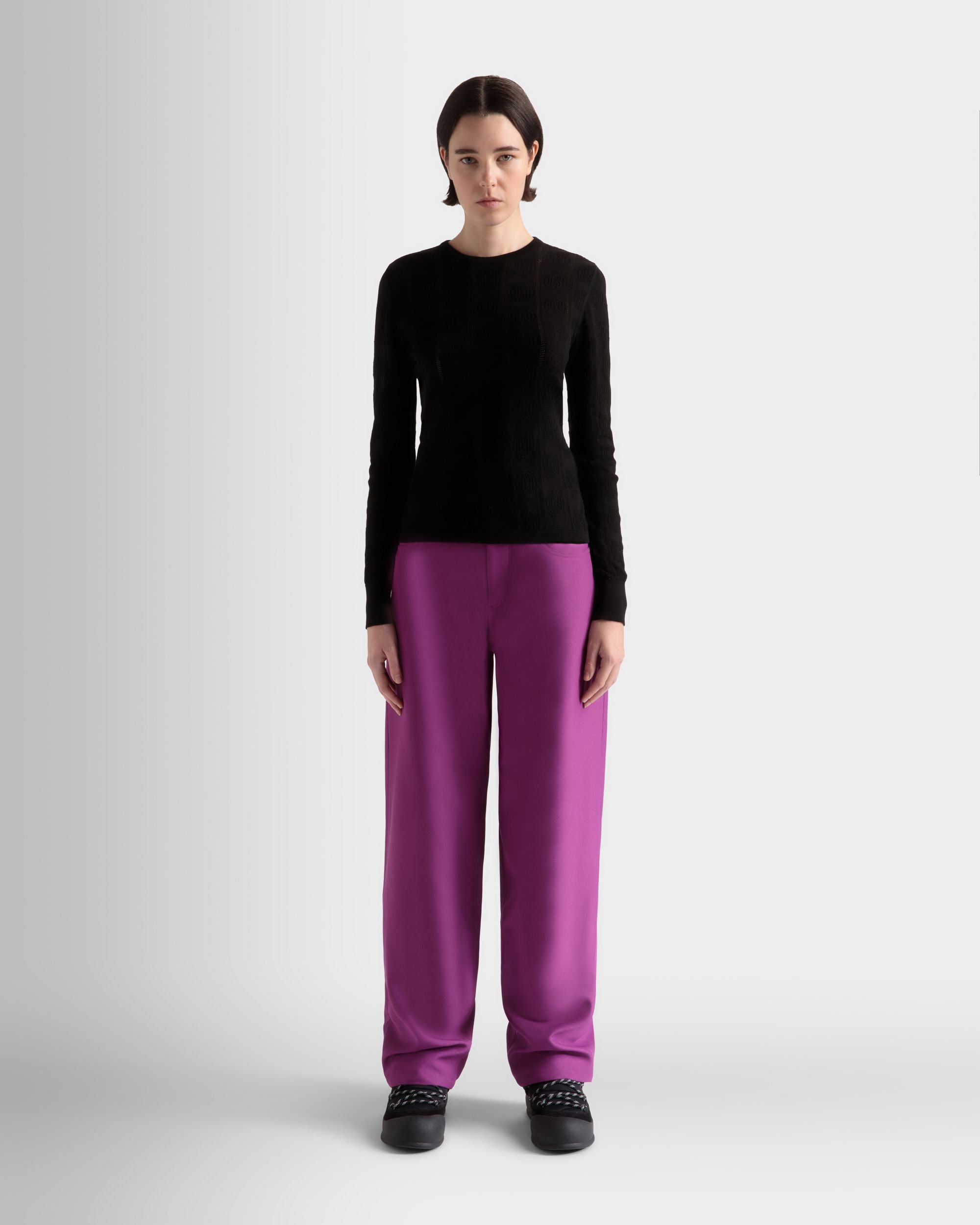 Top Ras-Du-Cou En Coton Et Soie De Couleur Noire - Femme - Bally - 02