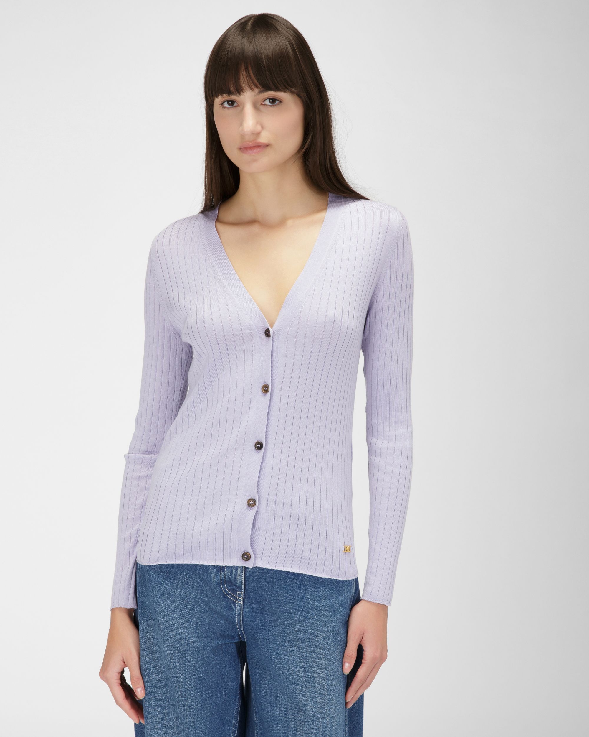 Cardigan En Coton Et Soie Lilas - Femme - Bally - 01
